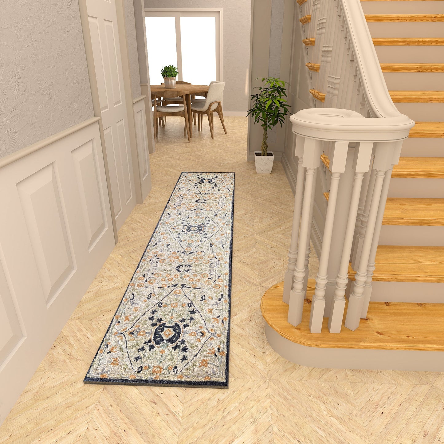 Premium Hand-Tufted Rug Made of 100% Wool - Anglian Court - 2x10 Feet