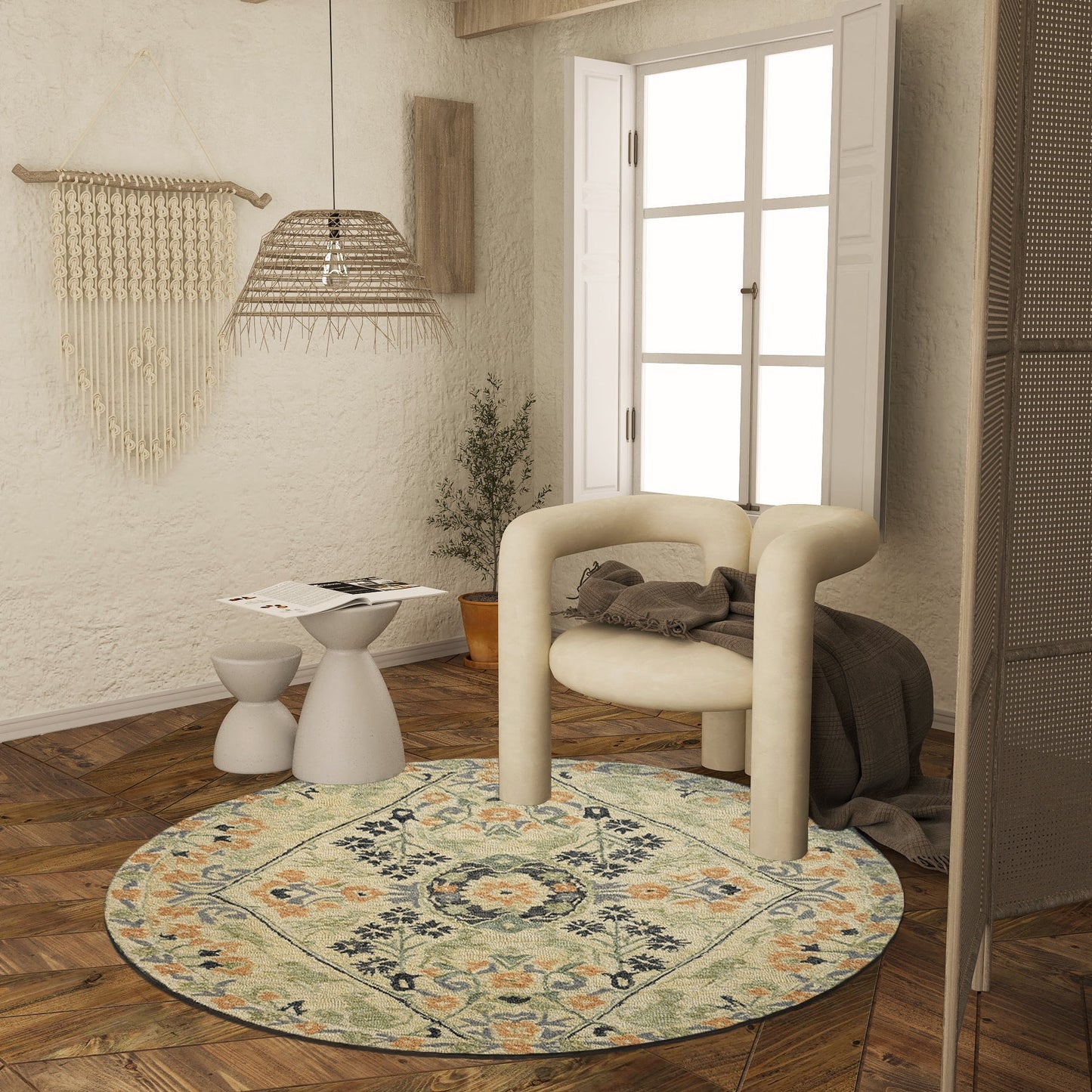 Premium Hand-Tufted Rug Made of 100% Wool - Anglian Court - 5x5 Feet