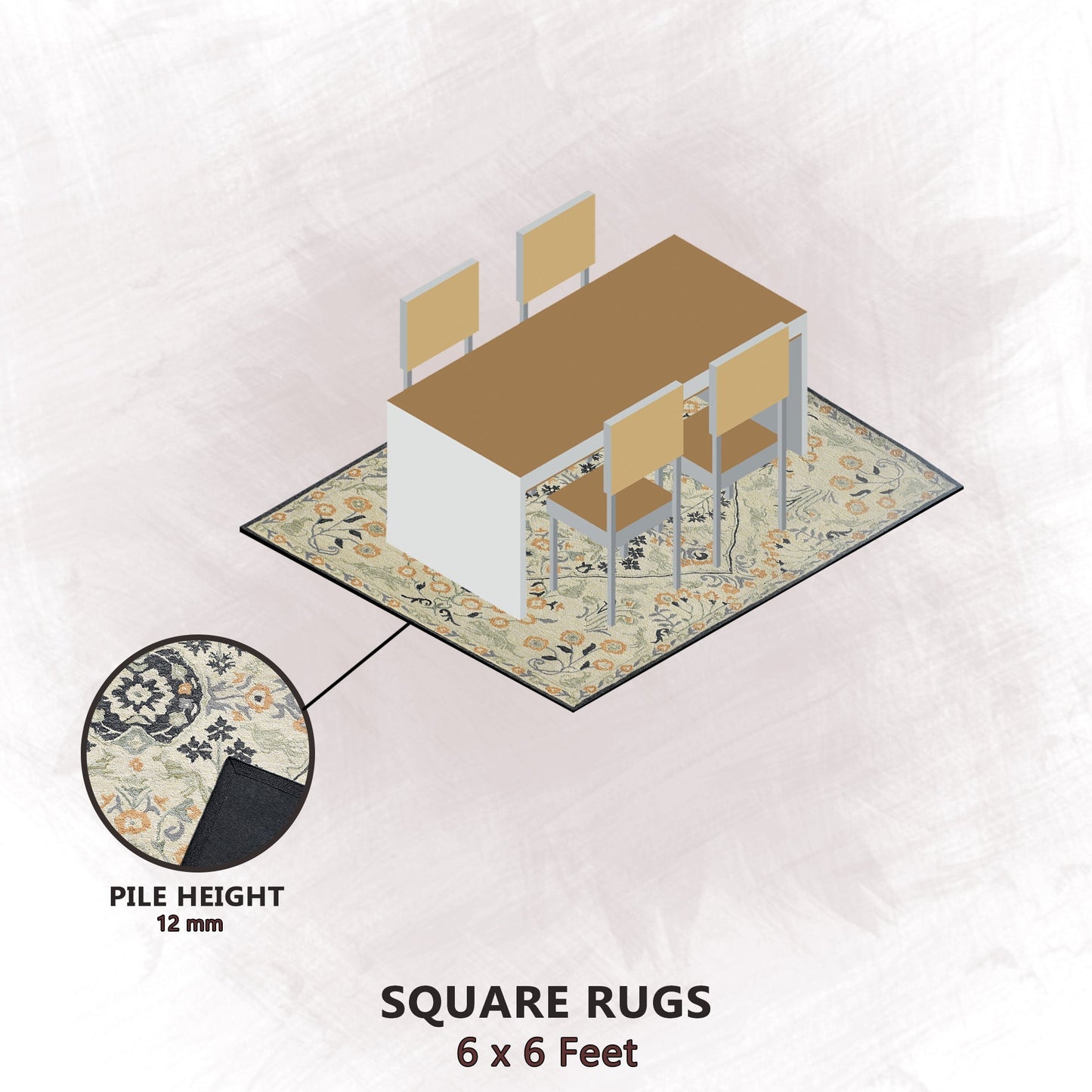 Premium Hand-Tufted Rug Made of 100% Wool - Anglian Court - 6x6 Feet