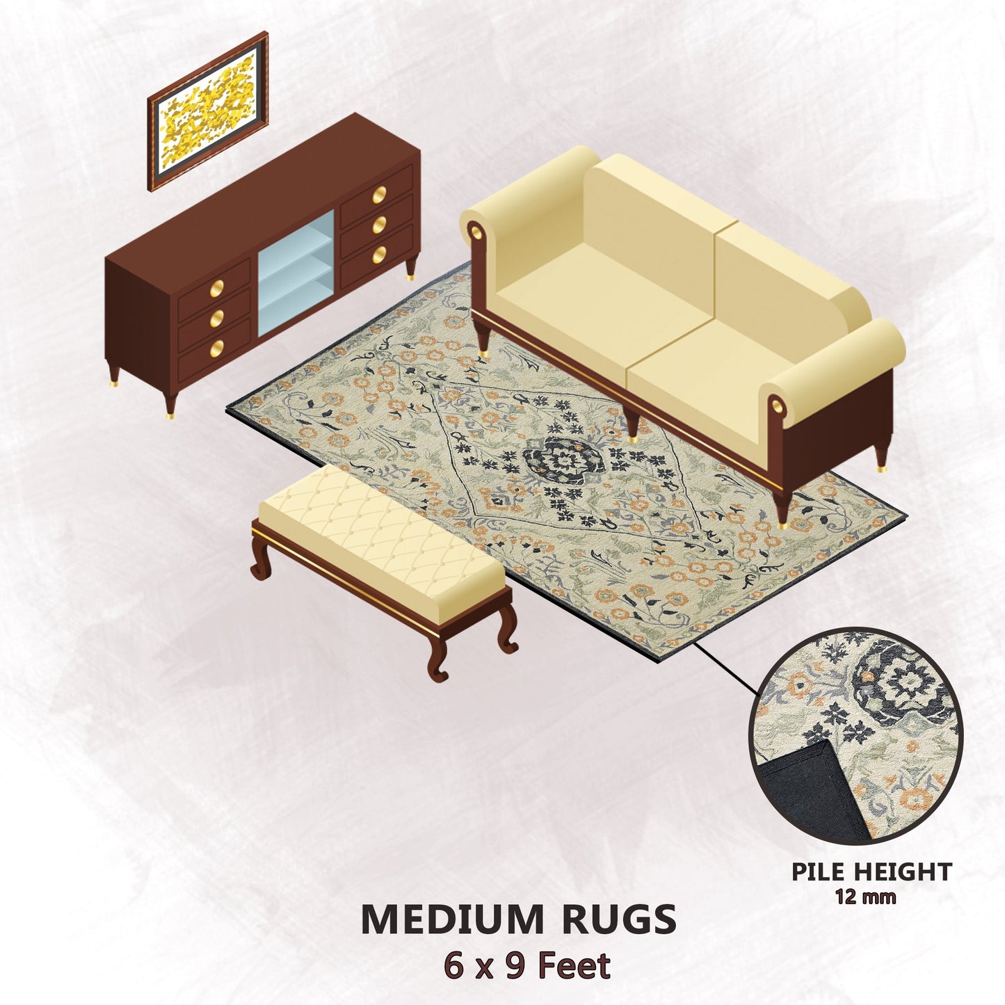 Premium Hand-Tufted Rug Made of 100% Wool - Anglian Court - 6x9 Feet