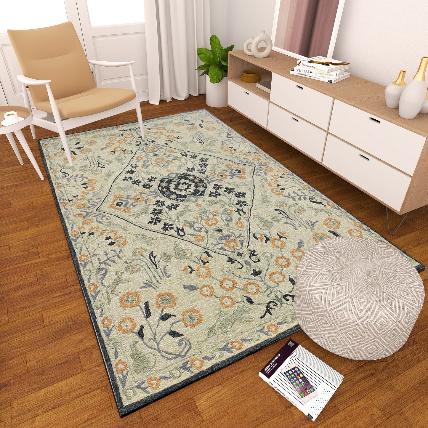 Premium Hand-Tufted Rug Made of 100% Wool - Anglian Court - 6x9 Feet
