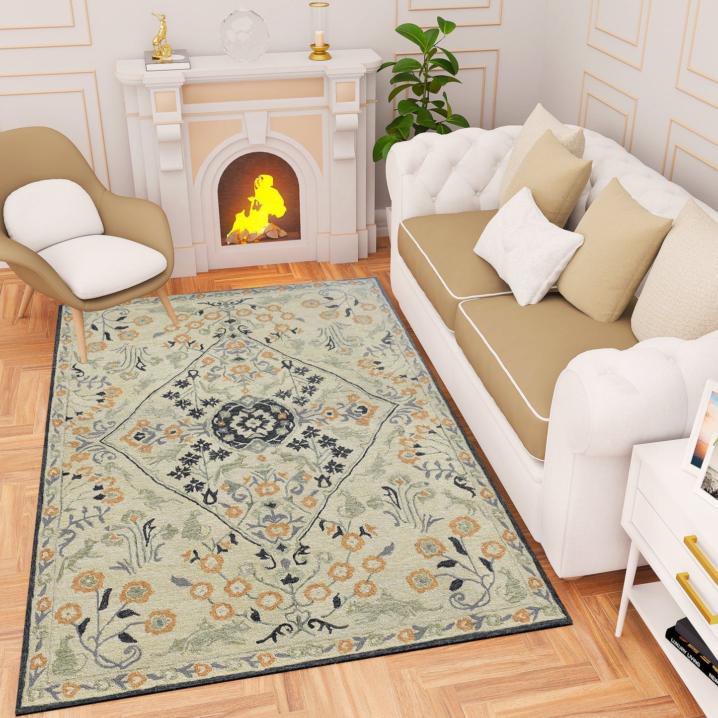 Premium Hand-Tufted Rug Made of 100% Wool - Anglian Court - 6x9 Feet