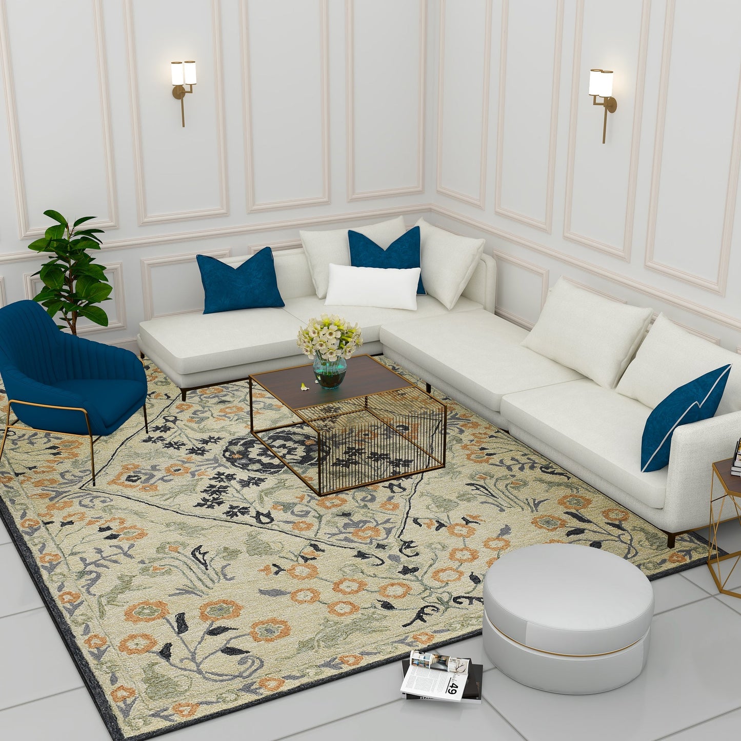 Premium Hand-Tufted Rug Made of 100% Wool - Anglian Court - 8x10 Feet