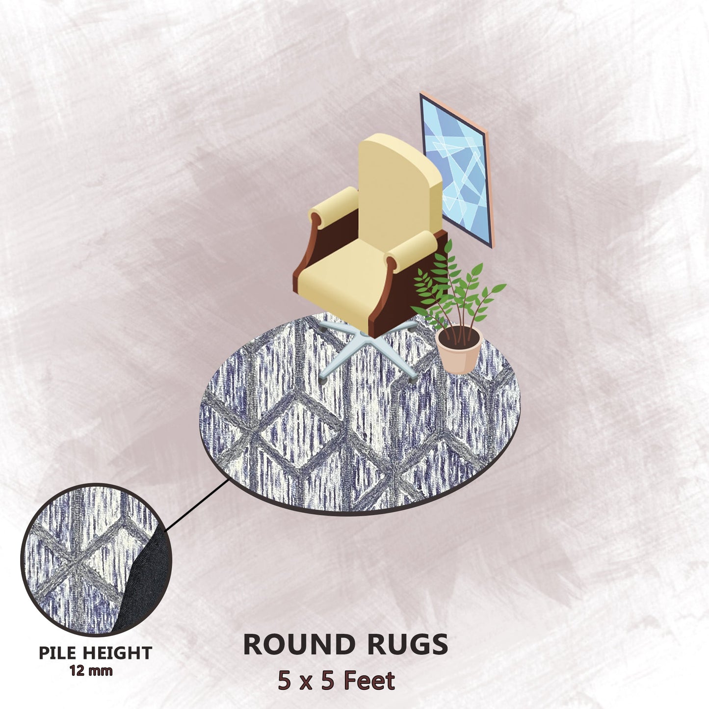 Premium Hand-Tufted Rug Made of 100% Wool - Artic Crystal - 5x5 Feet