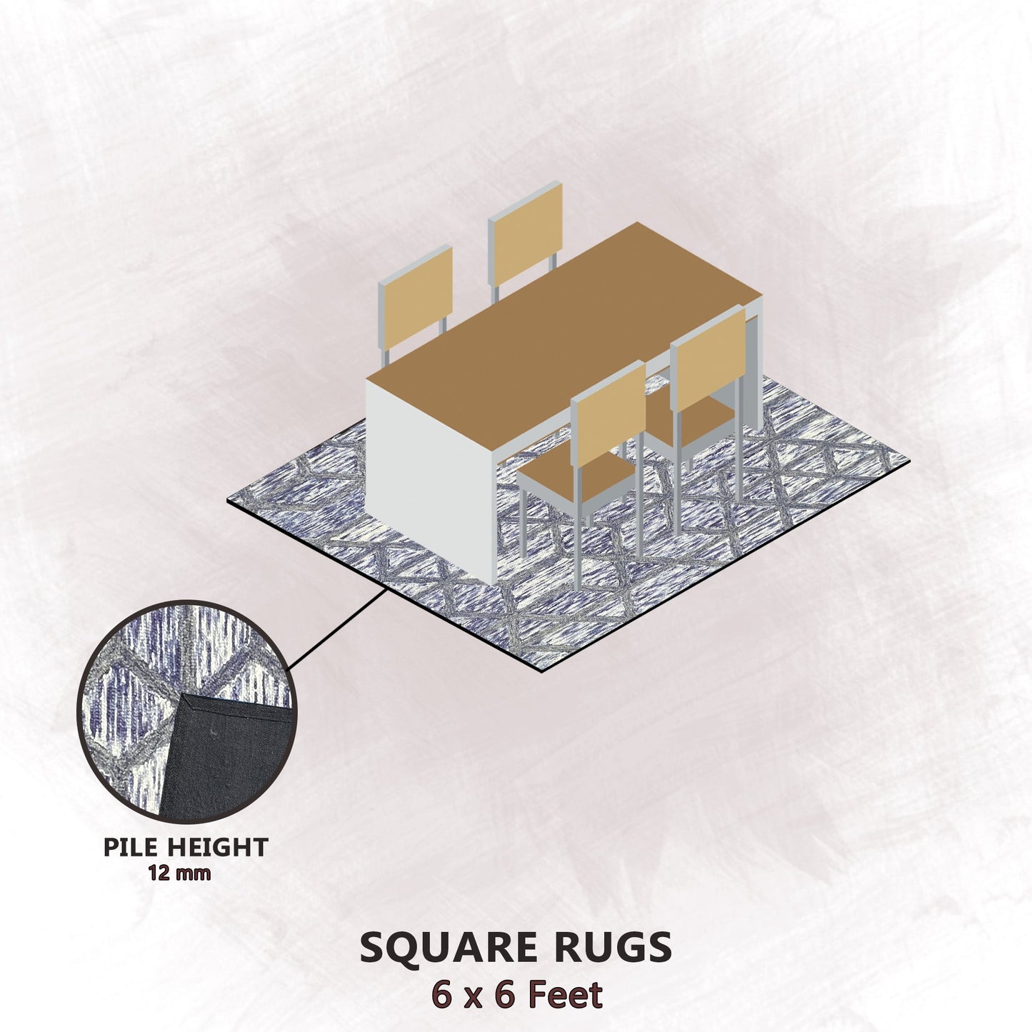 Premium Hand-Tufted Rug Made of 100% Wool - Artic Crystal - 6x6 Feet