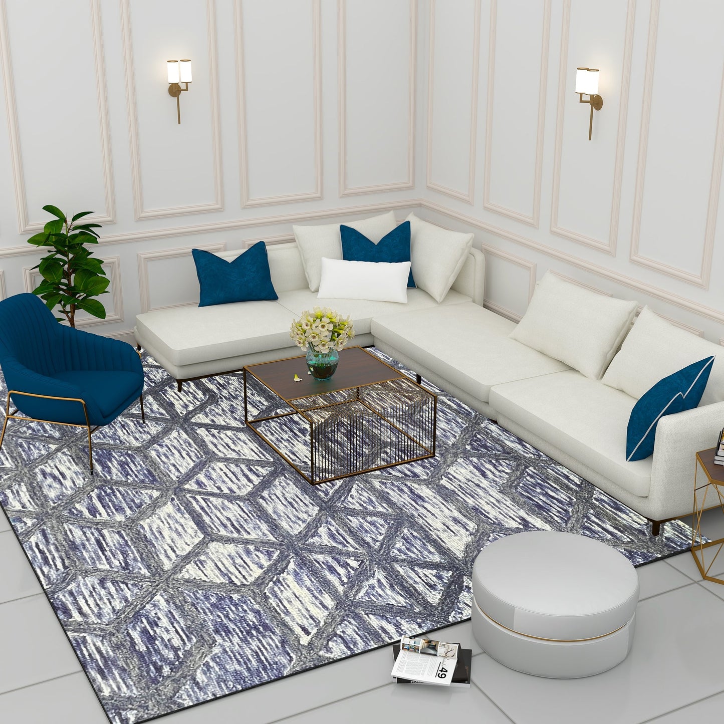 Premium Hand-Tufted Rug Made of 100% Wool - Artic Crystal - 9x12 Feet