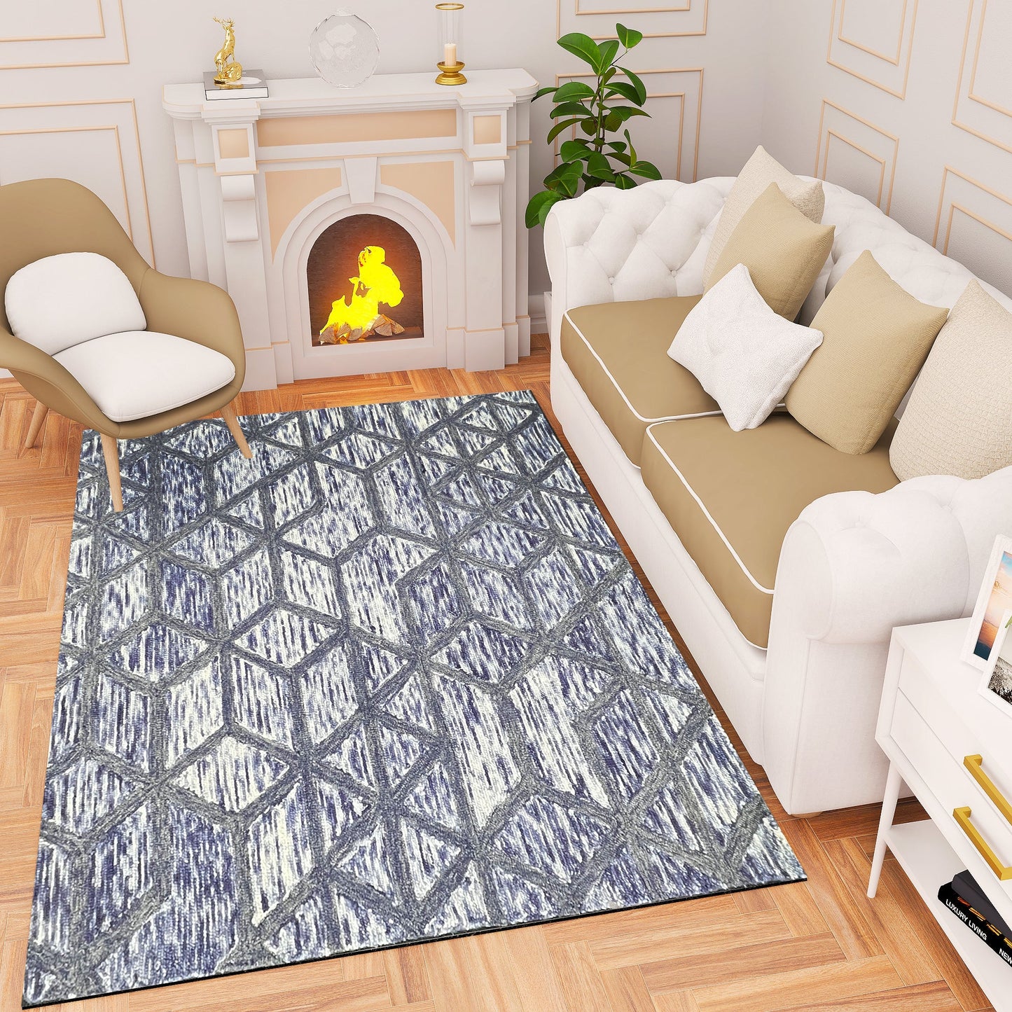 Premium Hand-Tufted Rug Made of 100% Wool - Artic Crystal - 4x6 Feet