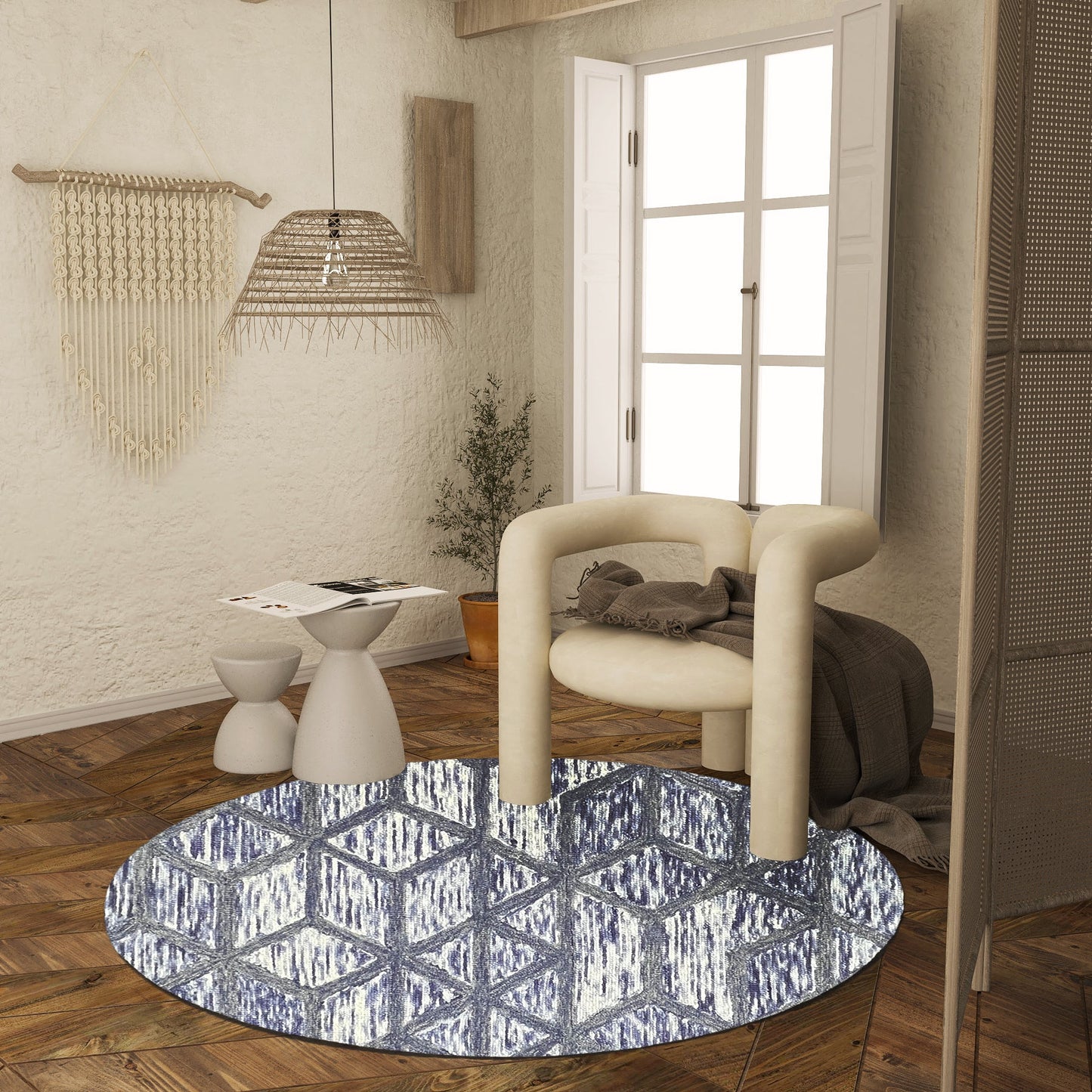 Premium Hand-Tufted Rug Made of 100% Wool - Artic Crystal - 5x5 Feet