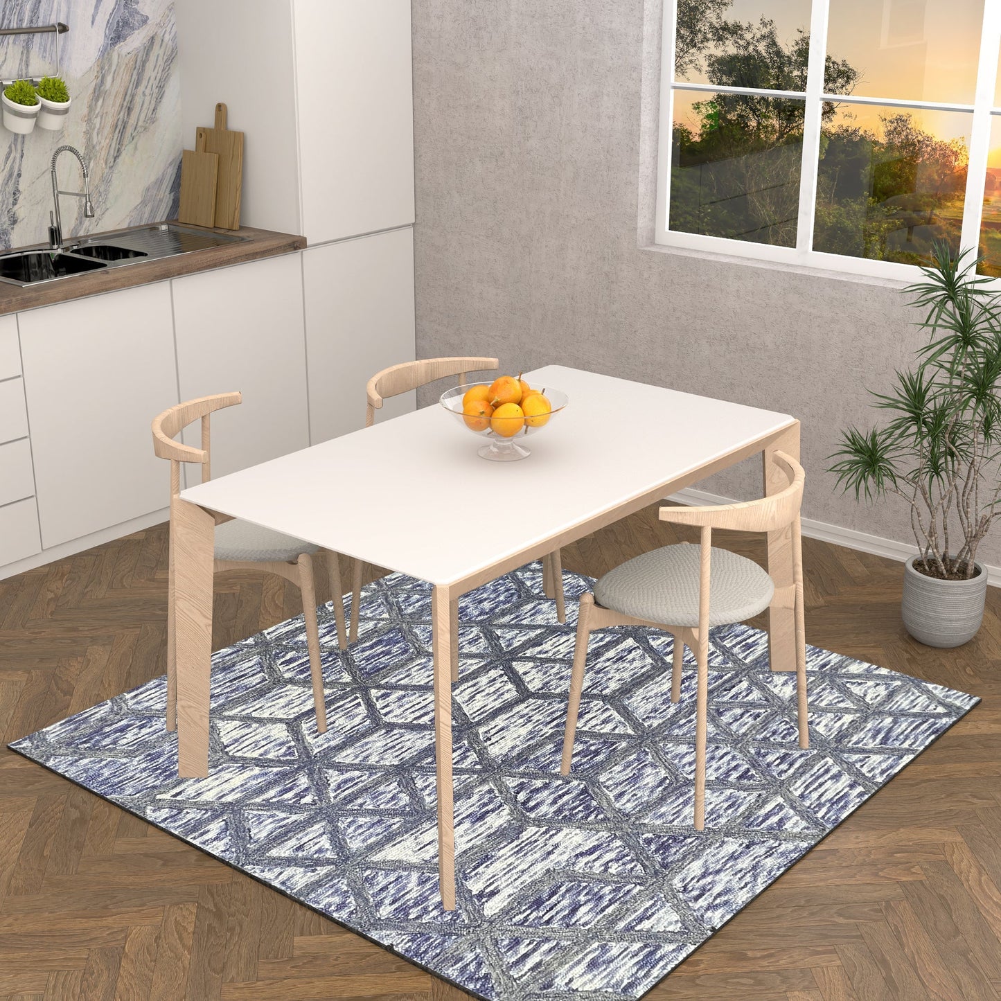 Premium Hand-Tufted Rug Made of 100% Wool - Artic Crystal - 6x6 Feet