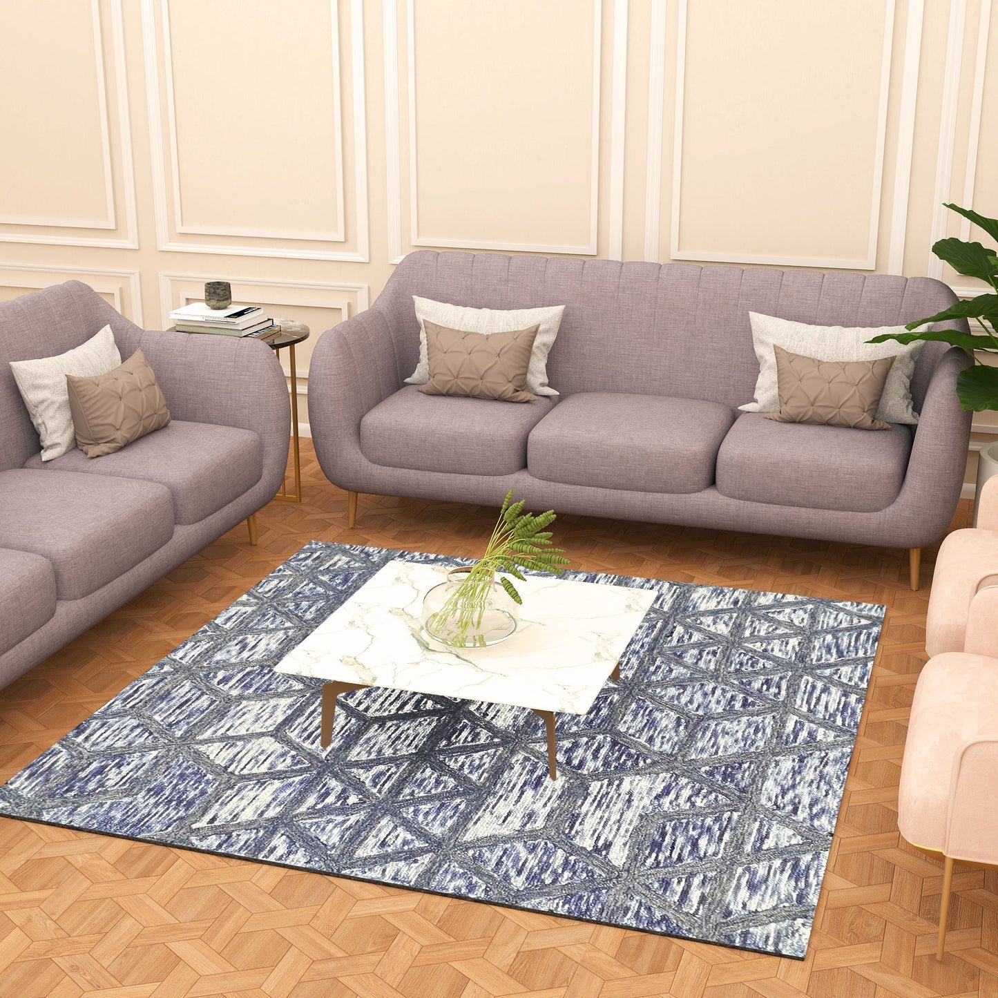 Premium Hand-Tufted Rug Made of 100% Wool - Artic Crystal - 6x6 Feet