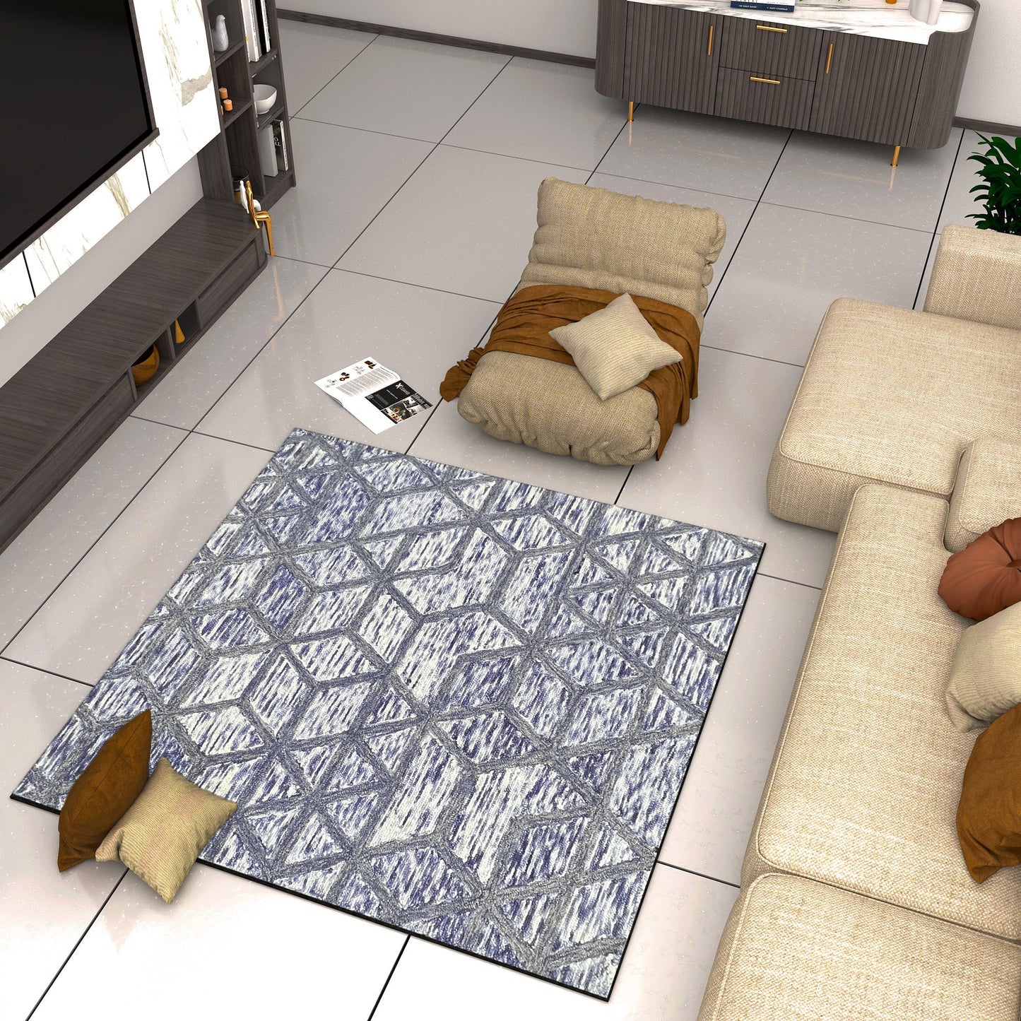Premium Hand-Tufted Rug Made of 100% Wool - Artic Crystal - 6x6 Feet
