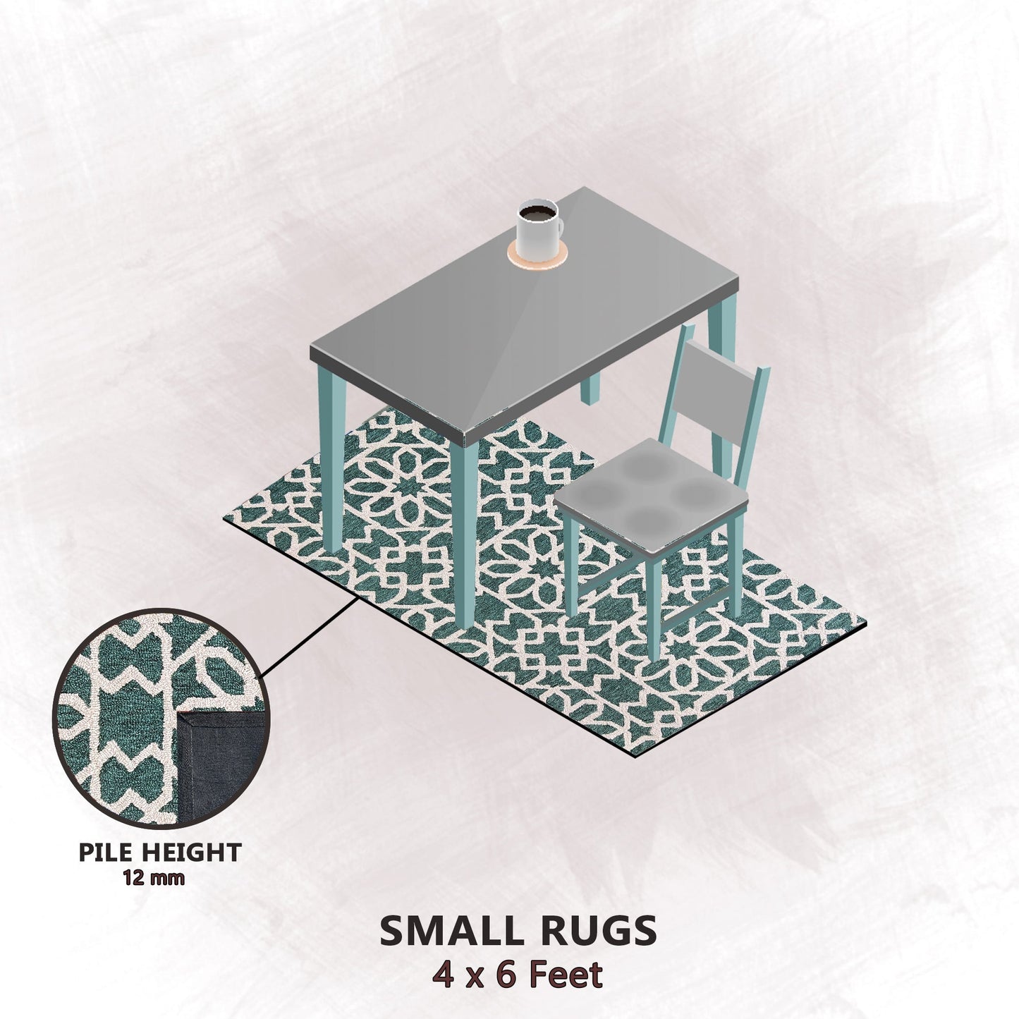 Premium Hand-Tufted Rug Made of 100% Wool - Noir Grid - 4x6 Feet