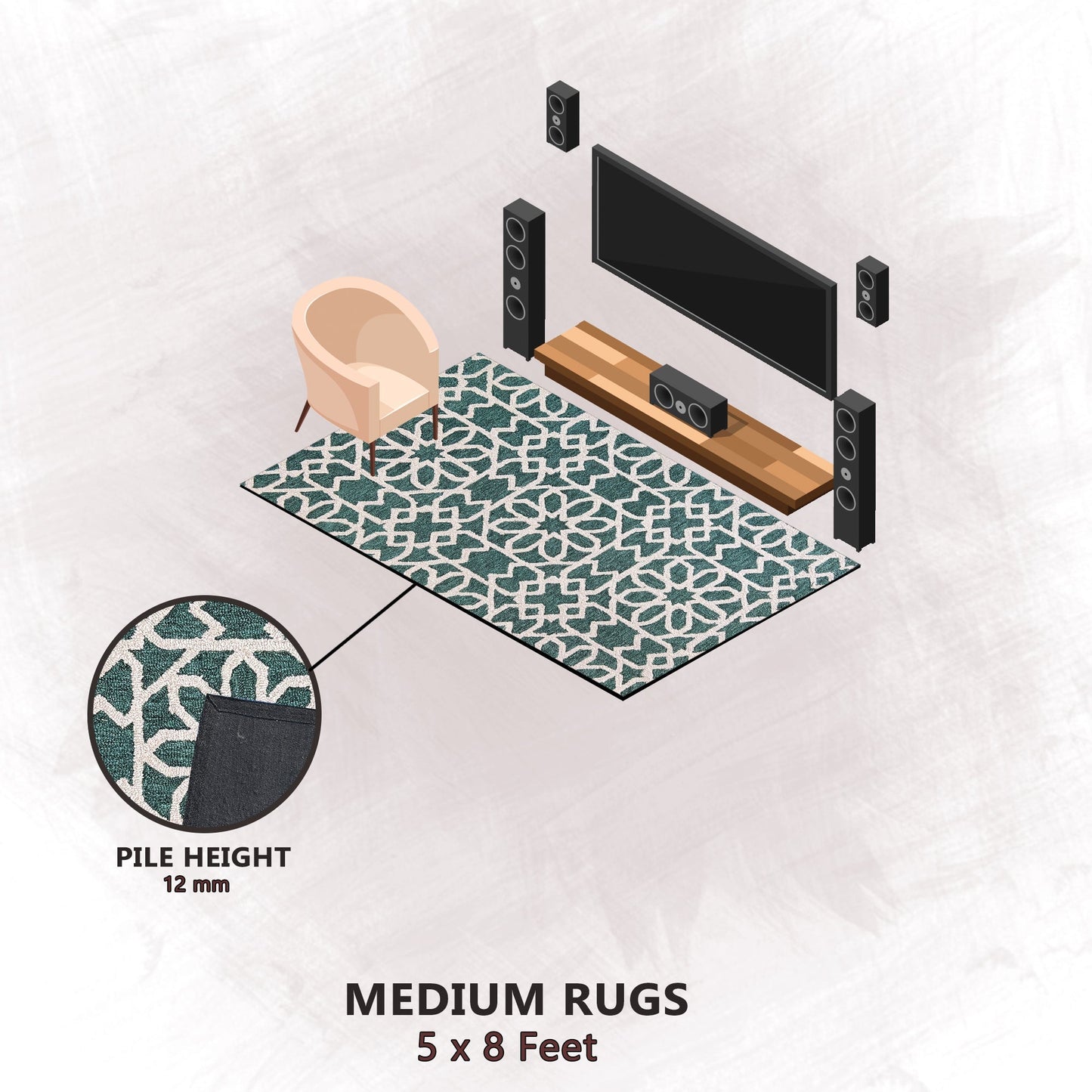 Premium Hand-Tufted Rug Made of 100% Wool - Noir Grid - 5x8 Feet