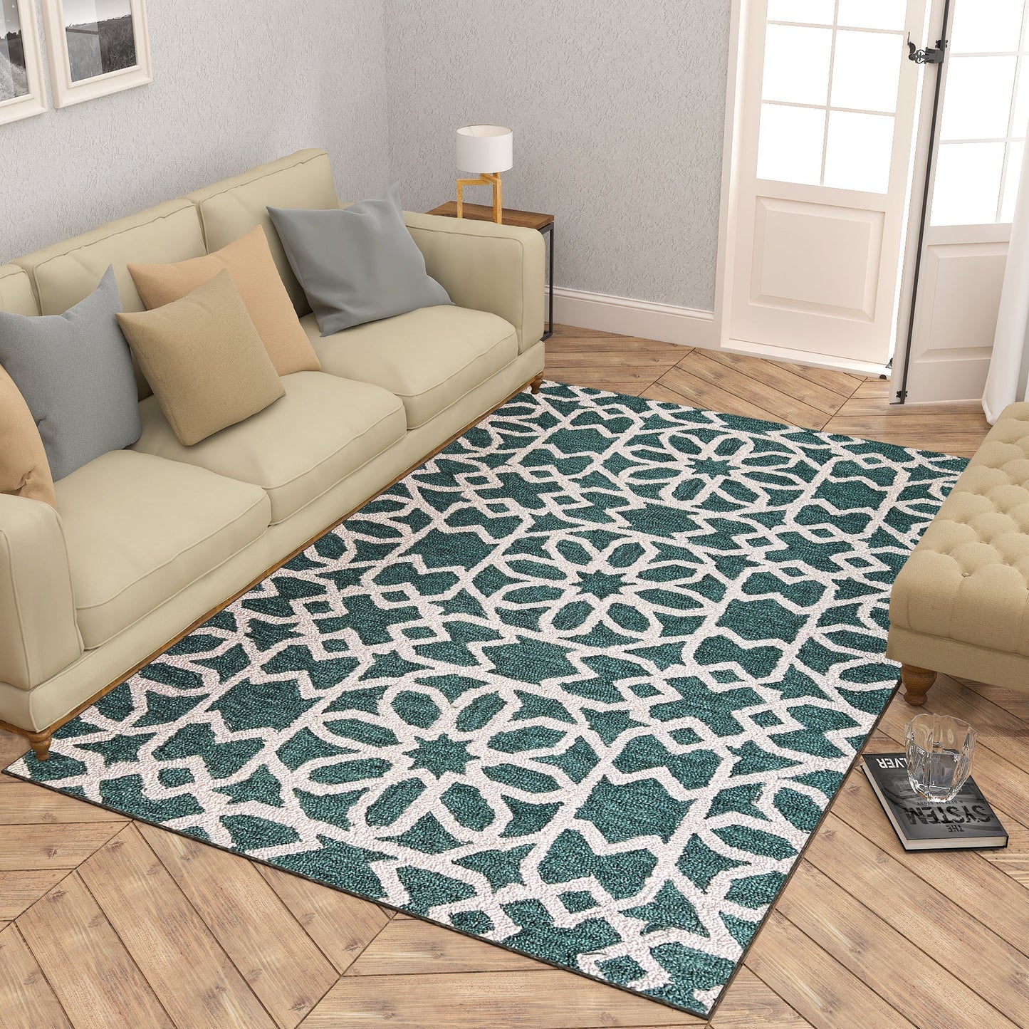Premium Hand-Tufted Rug Made of 100% Wool - Noir Grid - 5x8 Feet