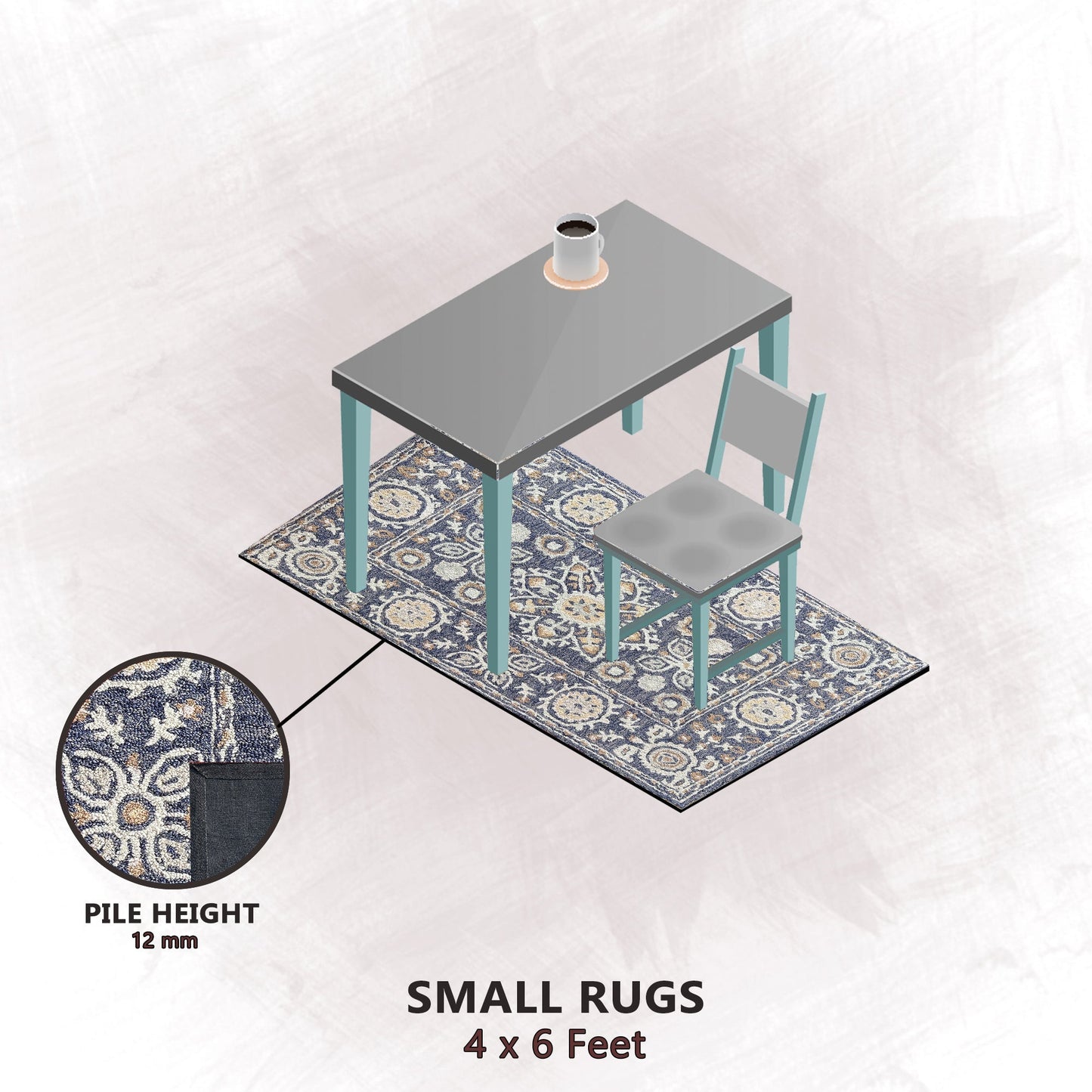 Premium Hand-Tufted Rug Made of 100% Wool - Nomadic Sun - 4x6 Feet