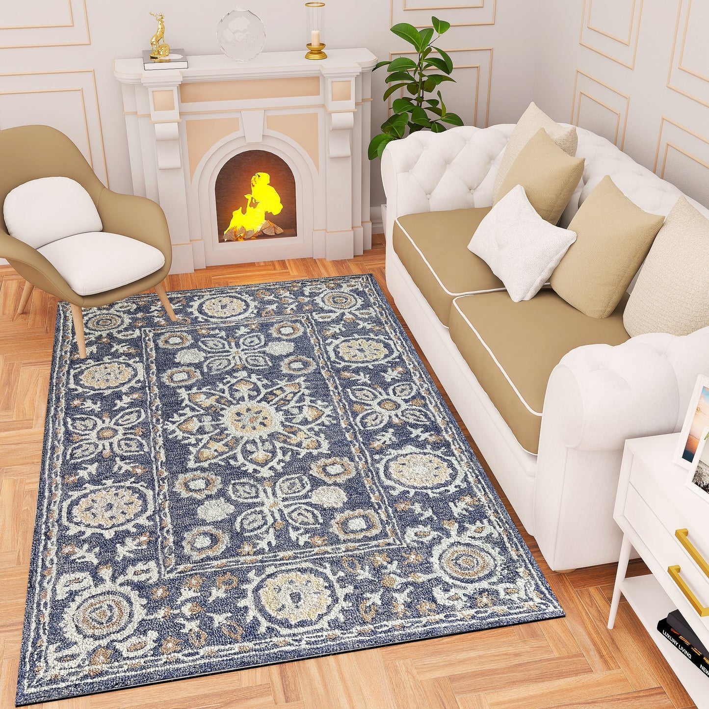 Premium Hand-Tufted Rug Made of 100% Wool - Nomadic Sun - 4x6 Feet