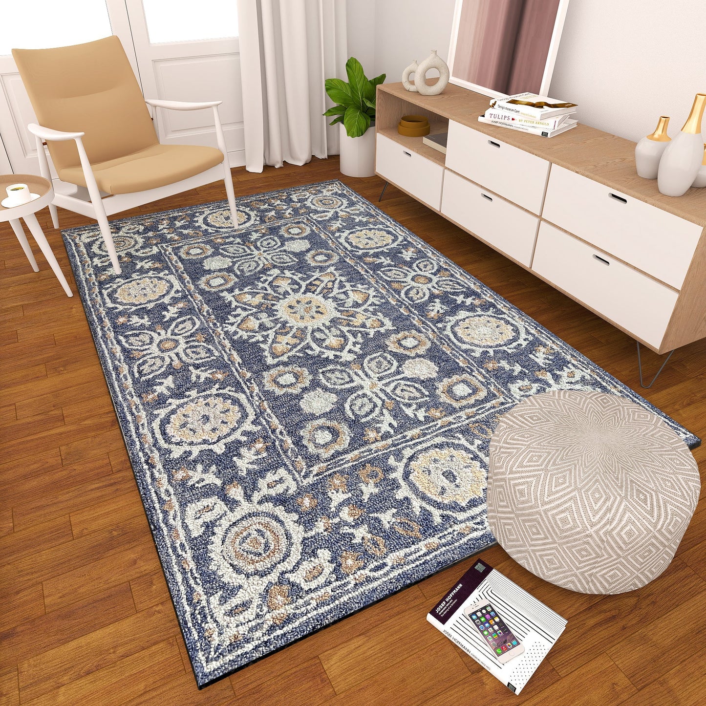 Premium Hand-Tufted Rug Made of 100% Wool - Nomadic Sun - 3x5 Feet