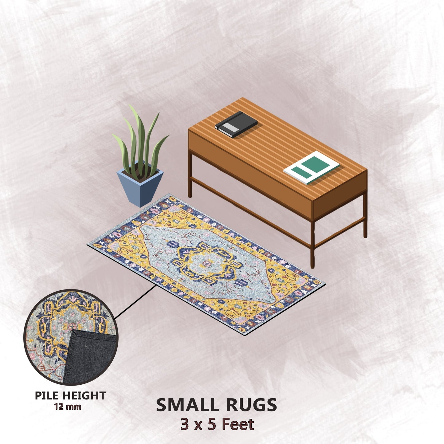 Premium Hand-Tufted Rug Made of 100% Wool - Royal Realm - 3x5 Feet