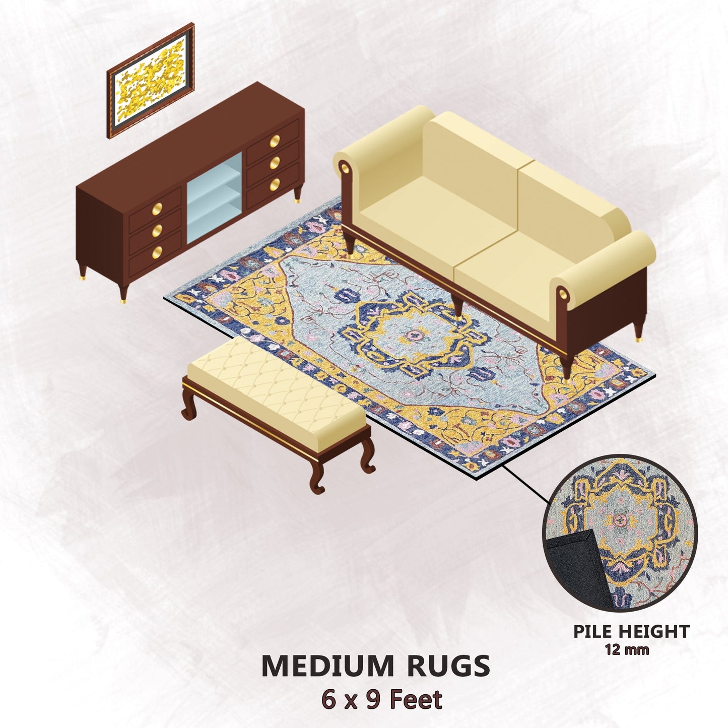 Premium Hand-Tufted Rug Made of 100% Wool - Royal Realm - 6x9 Feet