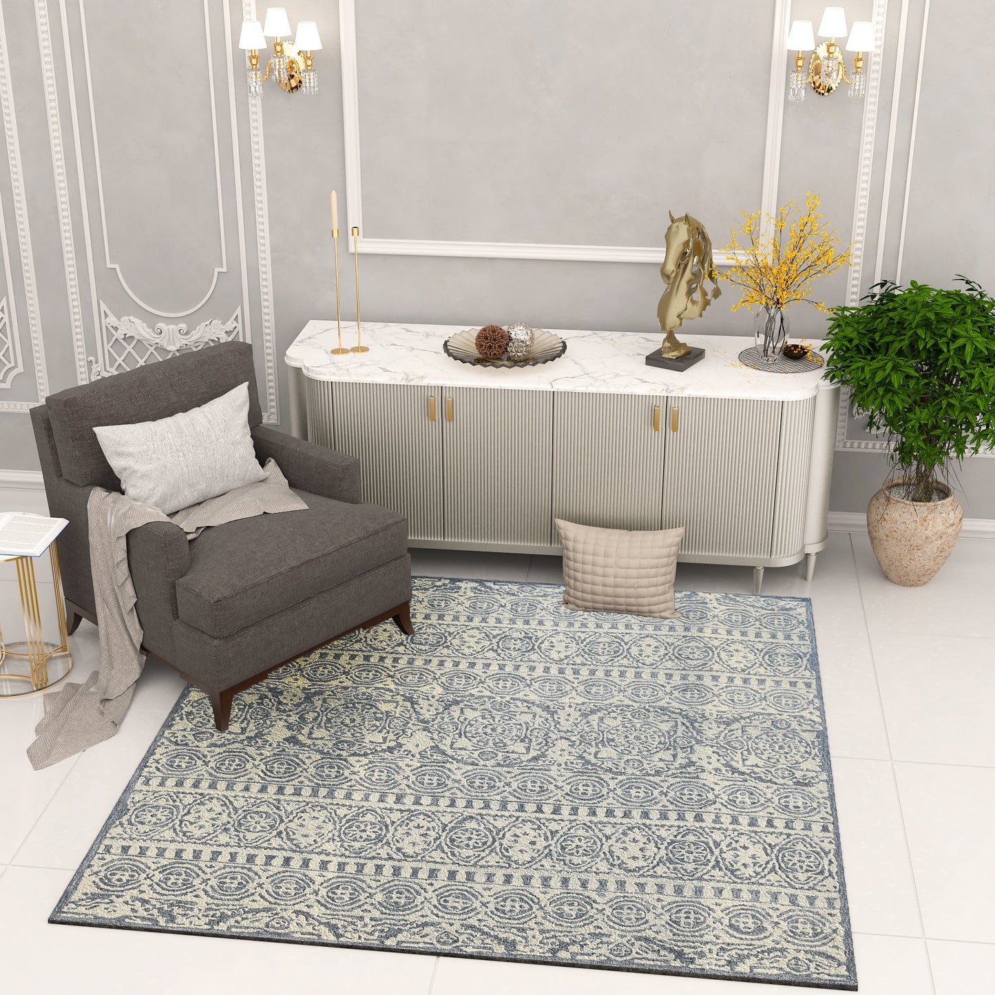 Premium Hand-Tufted Rug Made of 100% Wool - Relic Light - 8x10 Feet