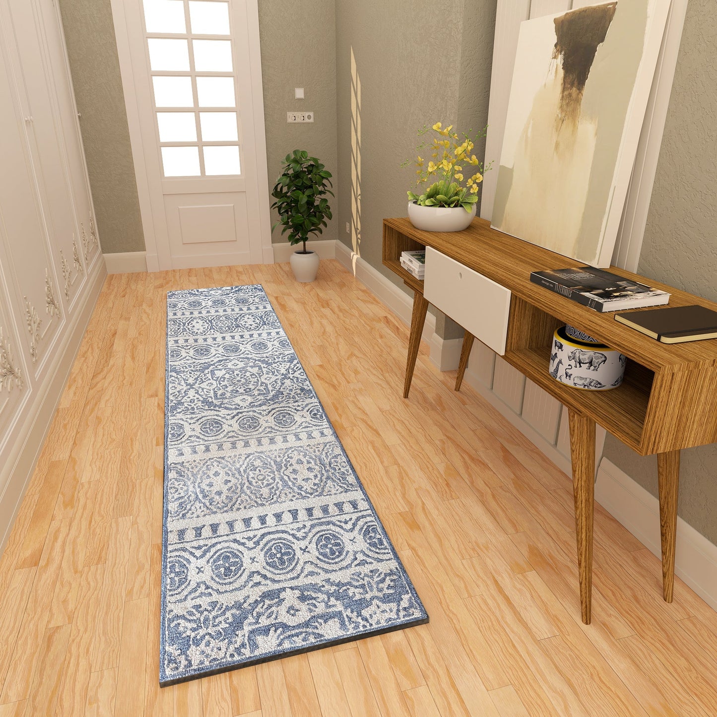 Premium Hand-Tufted Rug Made of 100% Wool - Relic Light - 2x8 Feet