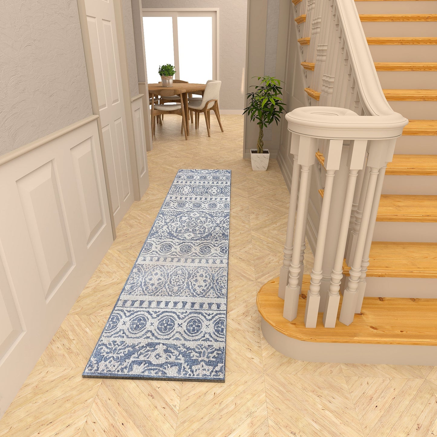 Premium Hand-Tufted Rug Made of 100% Wool - Relic Light - 2x10 Feet