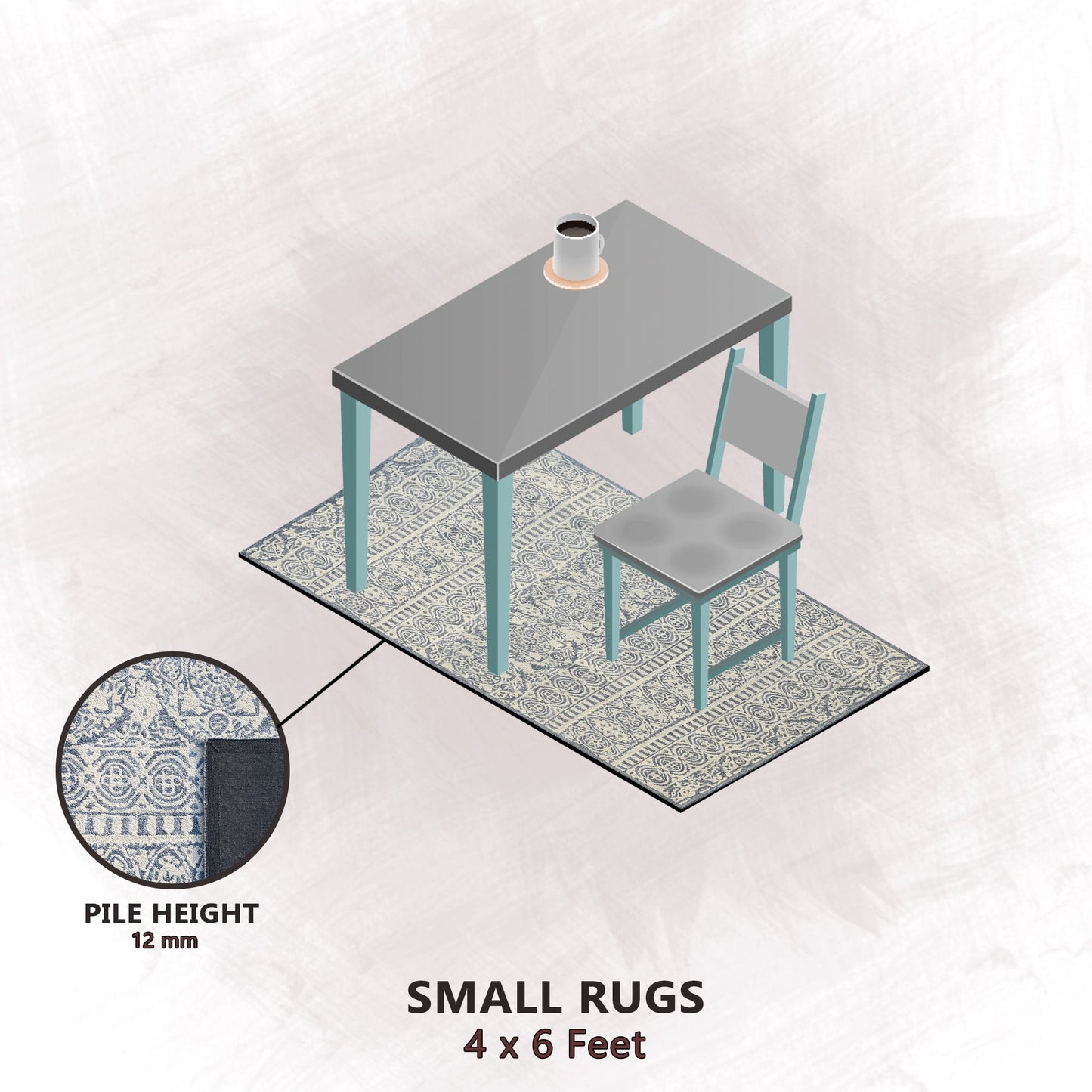 Premium Hand-Tufted Rug Made of 100% Wool - Relic Night - 4x6 Feet