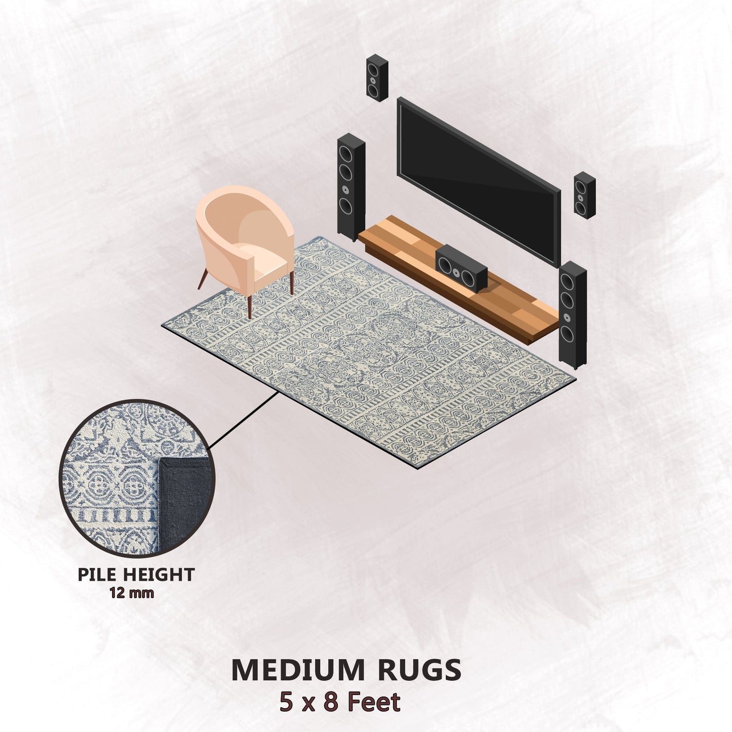 Premium Hand-Tufted Rug Made of 100% Wool - Relic Night - 5x8 Feet