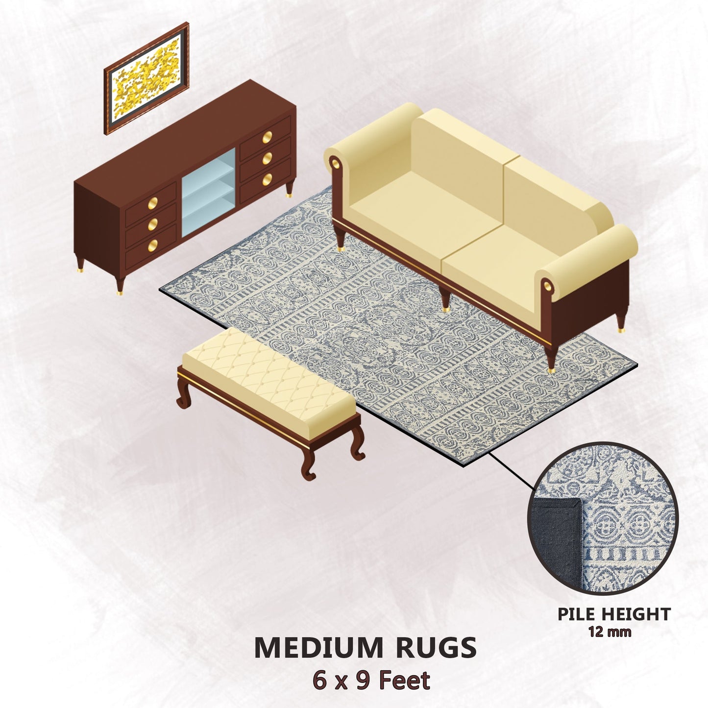 Premium Hand-Tufted Rug Made of 100% Wool - Relic Night - 6x9 Feet