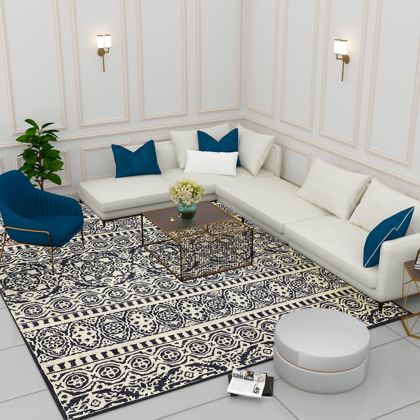 Premium Hand-Tufted Rug Made of 100% Wool - Relic Night - 9x12 Feet