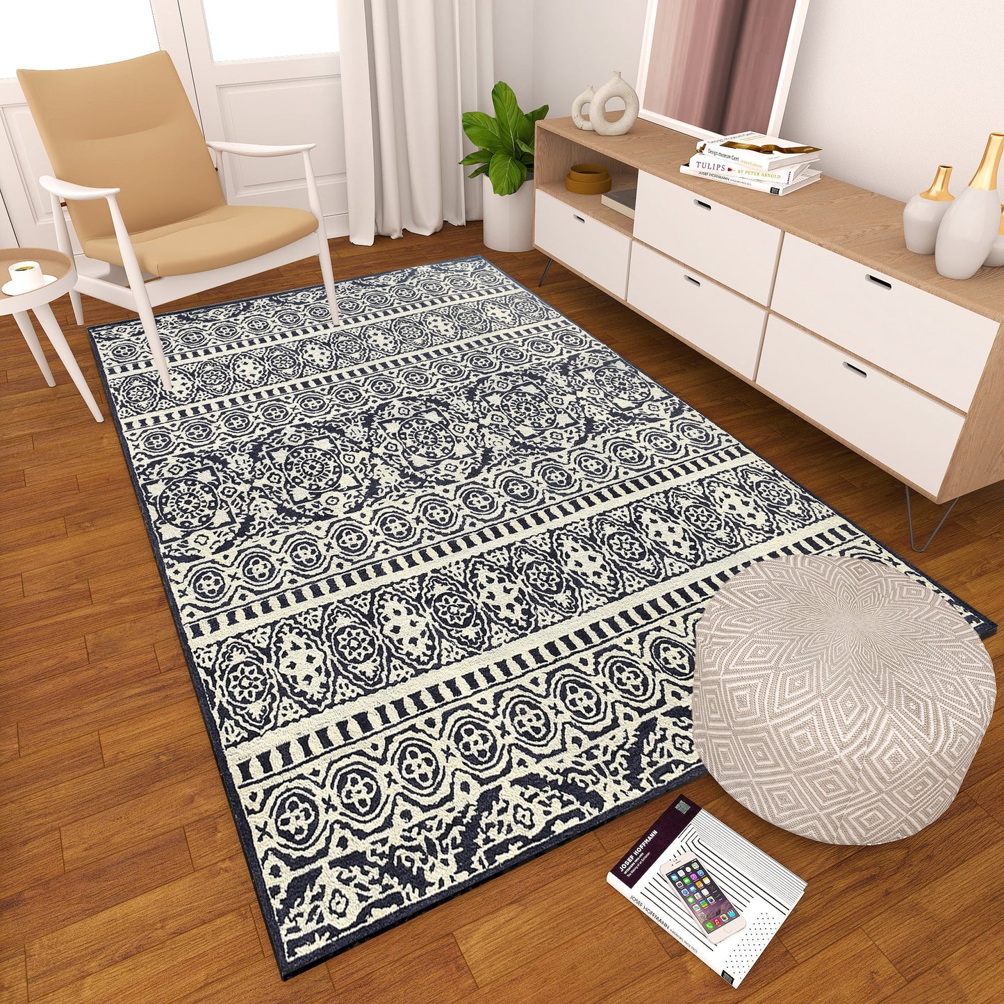 Premium Hand-Tufted Rug Made of 100% Wool - Relic Night - 5x8 Feet