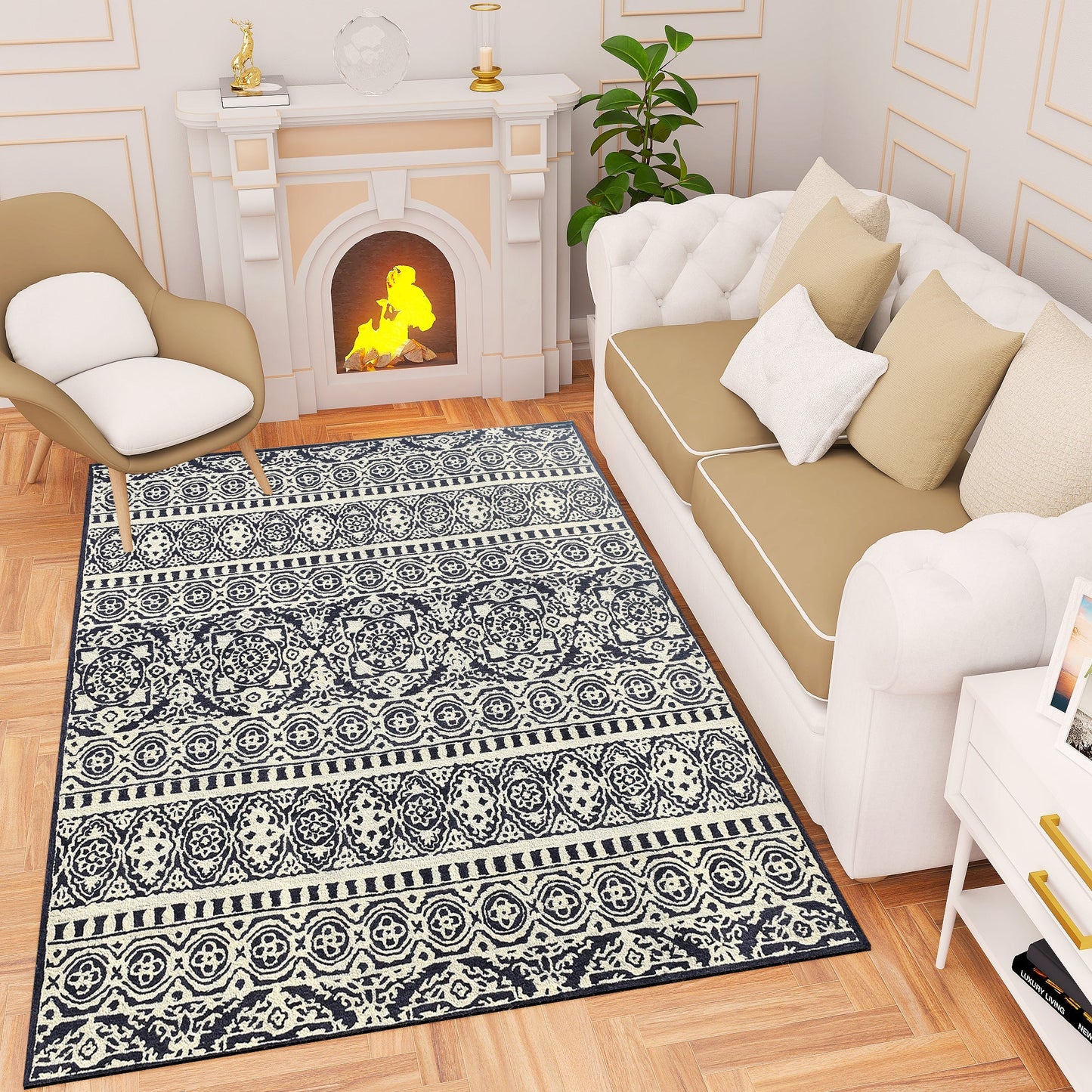 Premium Hand-Tufted Rug Made of 100% Wool - Relic Night - 3x5 Feet