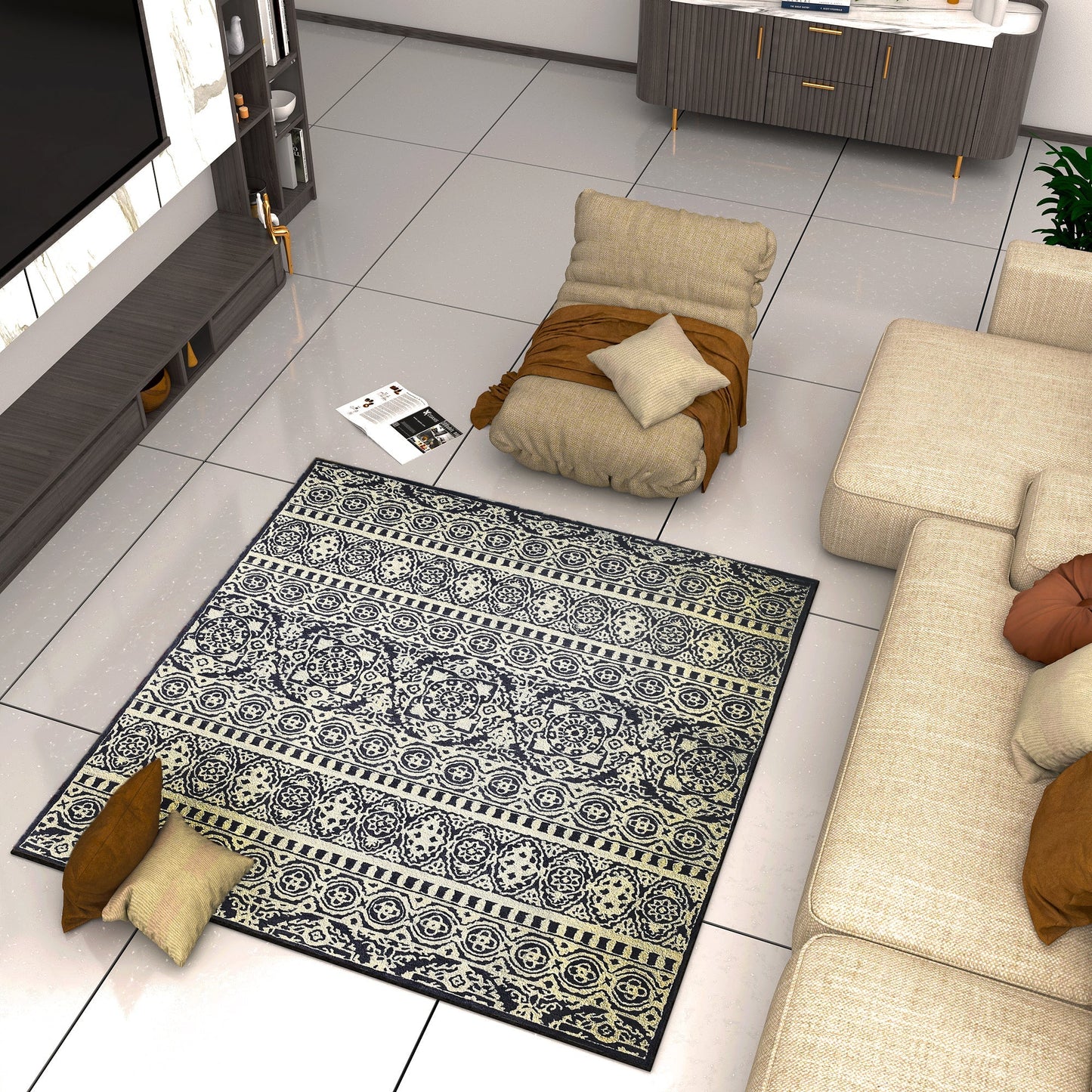 Premium Hand-Tufted Rug Made of 100% Wool - Relic Night - 6x6 Feet