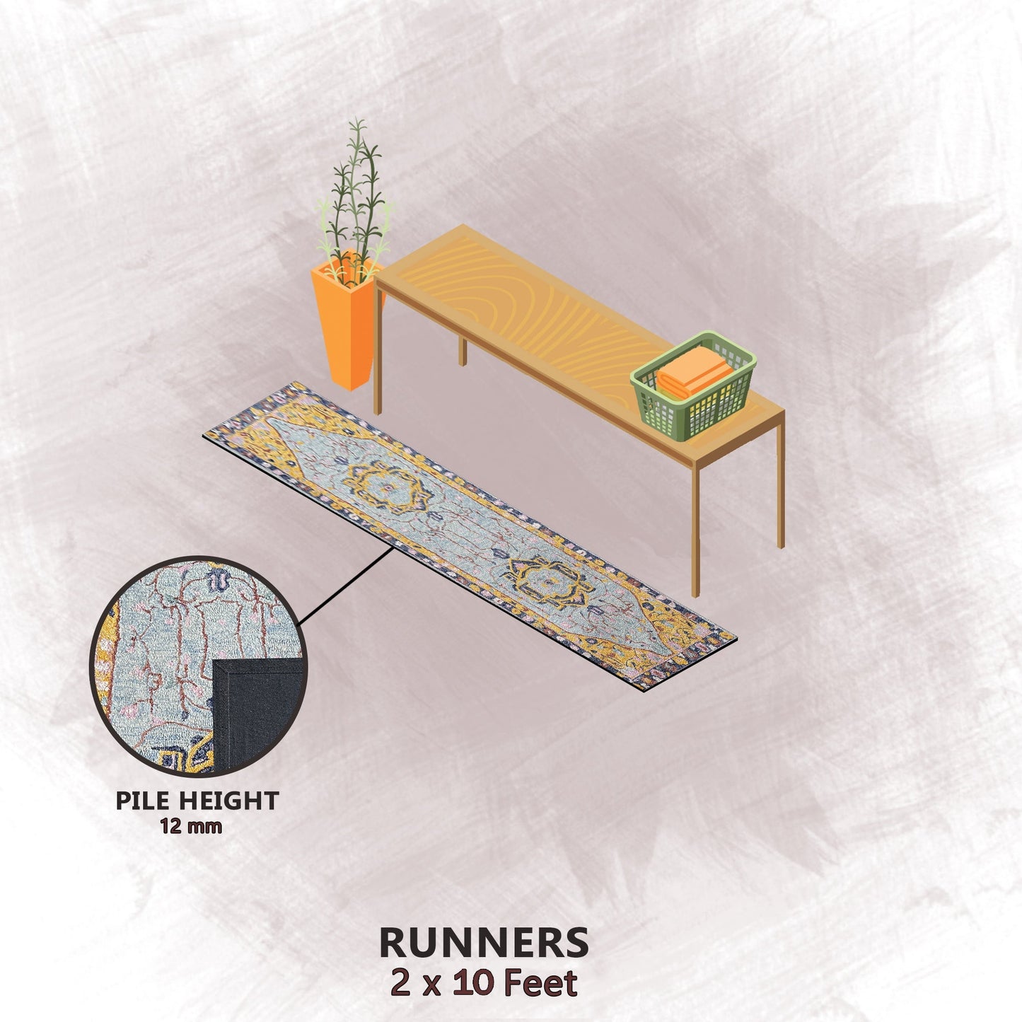 Premium Hand-Tufted Rug Made of 100% Wool - Royal Realm - 2x10 Feet