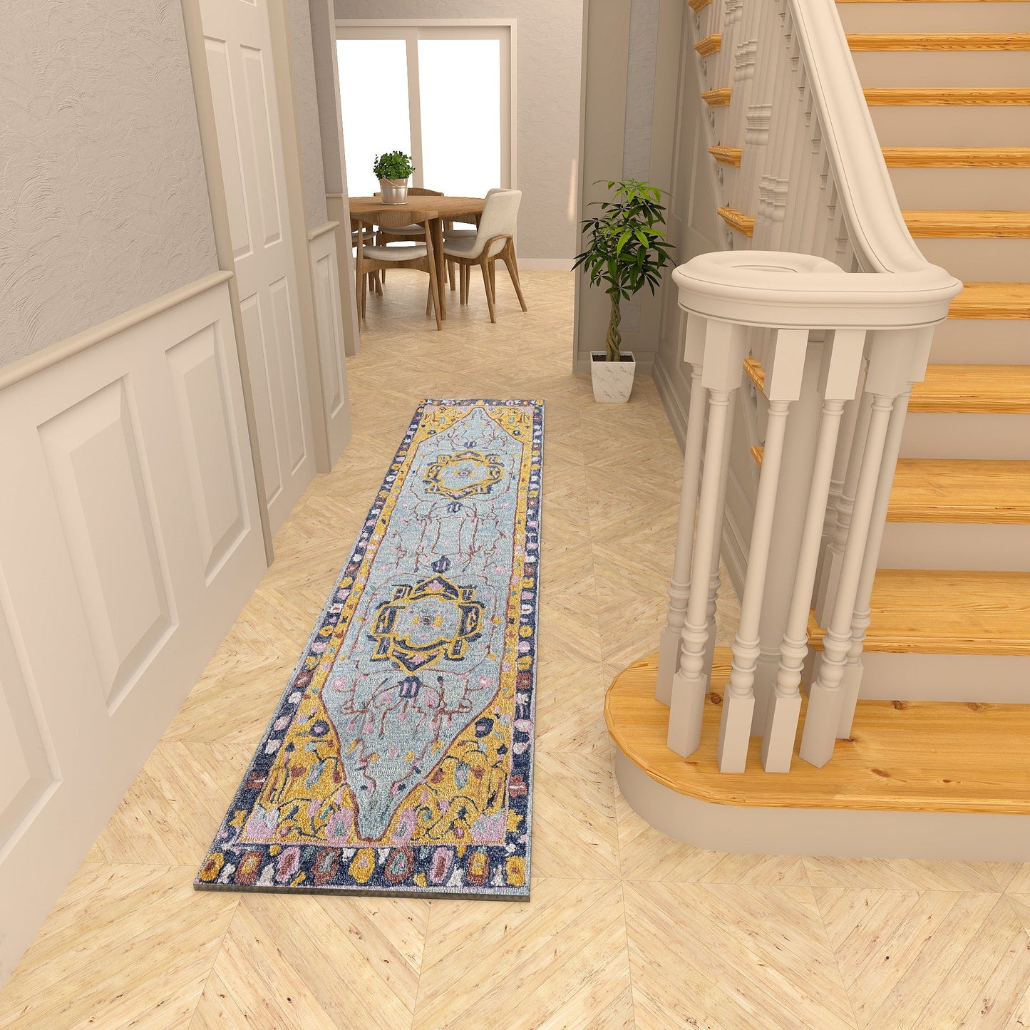 Premium Hand-Tufted Rug Made of 100% Wool - Royal Realm - 2x8 Feet