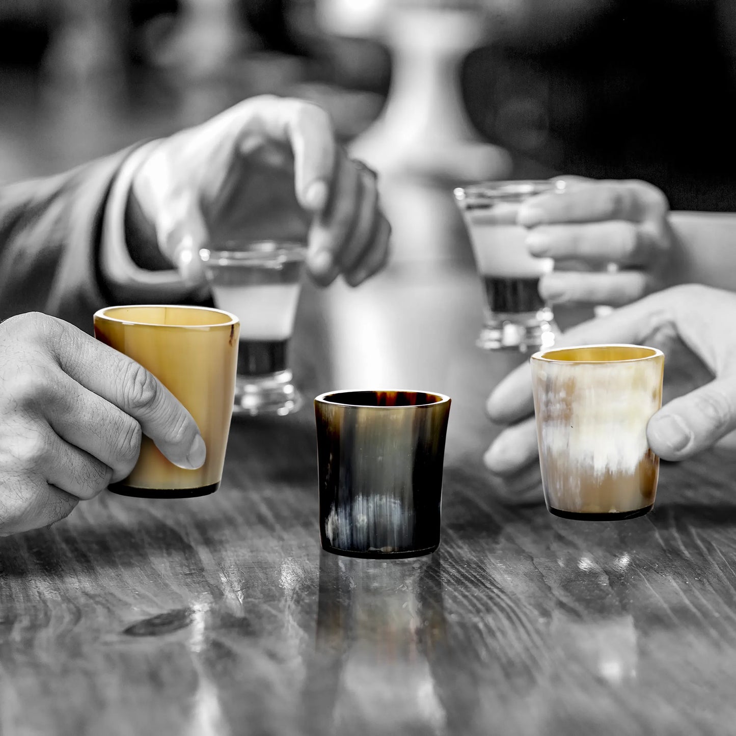 Horn Whiskey Shot Glasses Pack 5 - Holds Upto 6.5 oz, Natural