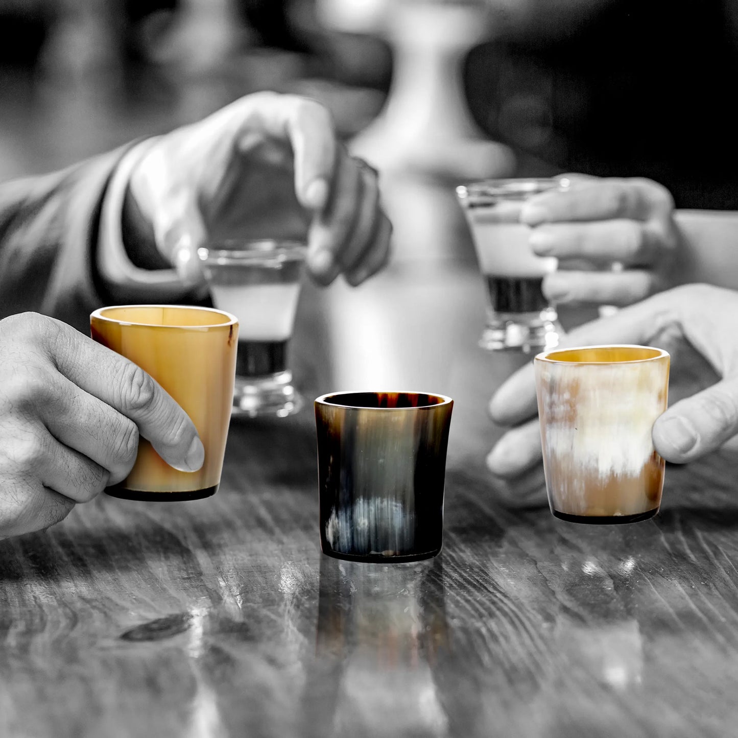 Horn Whiskey Shot Glasses Pack 8 - Holds Upto 6.5 oz, Natural