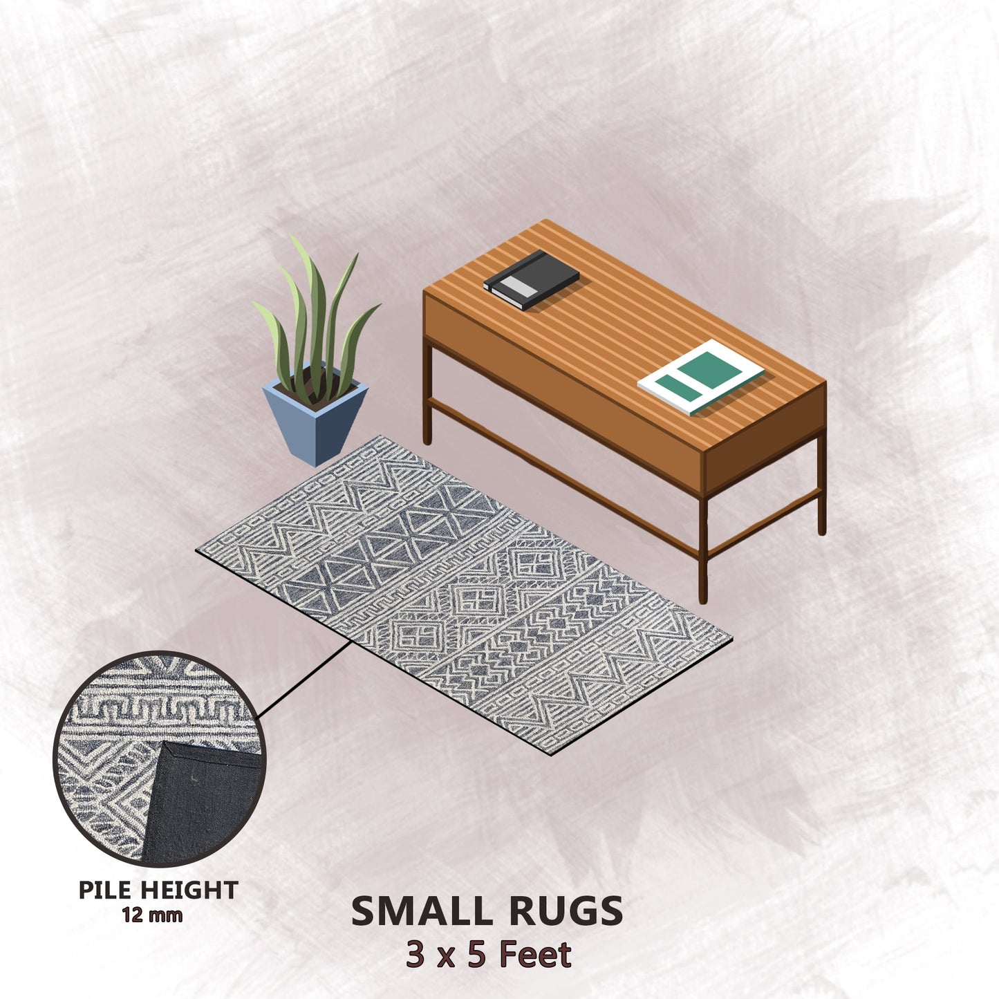 Premium Hand-Tufted Rug Made of 100% Wool - Still River Blue - 3x5 Feet