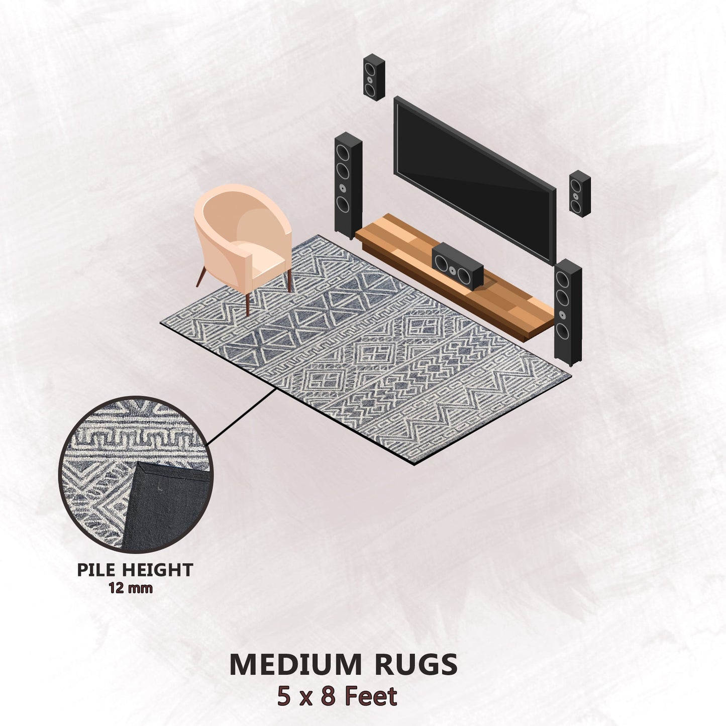 Premium Hand-Tufted Rug Made of 100% Wool - Still River Blue - 5x8 Feet
