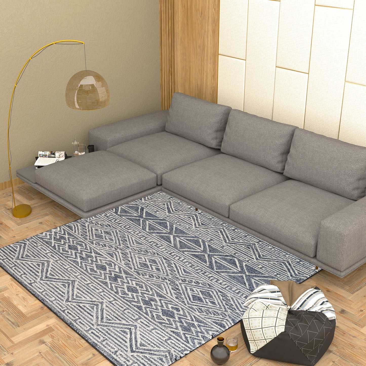 Premium Hand-Tufted Rug Made of 100% Wool - Still River Blue - 6x6 Feet