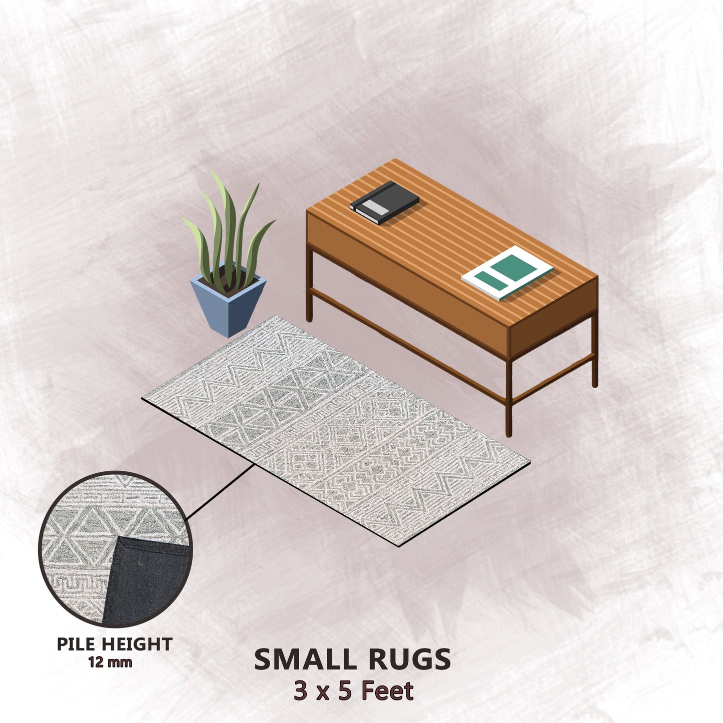 Premium Hand-Tufted Rug Made of 100% Wool - Still River Grey - 3x5 Feet