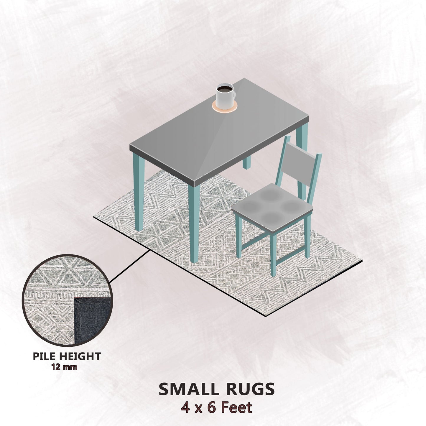 Premium Hand-Tufted Rug Made of 100% Wool - Still River Grey - 4x6 Feet