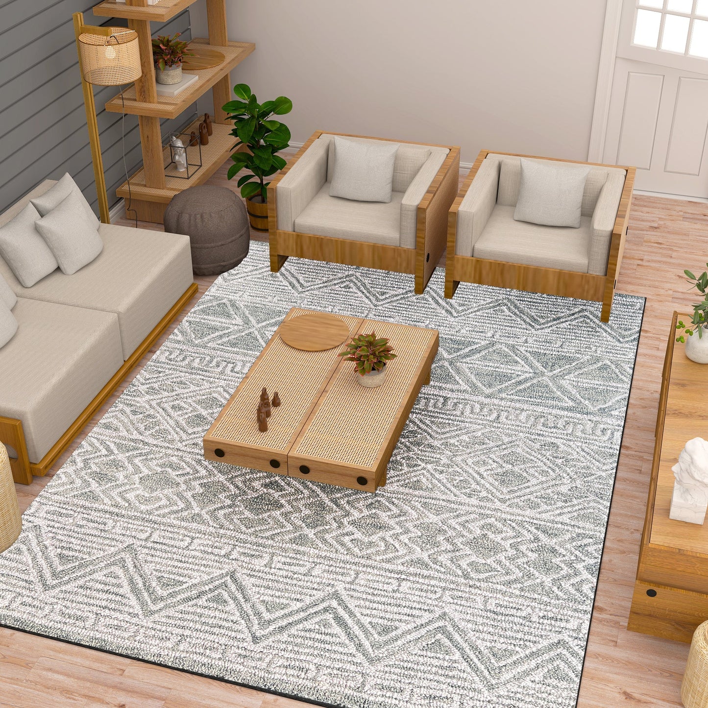 Premium Hand-Tufted Rug Made of 100% Wool - Still River Grey - 9x12 Feet