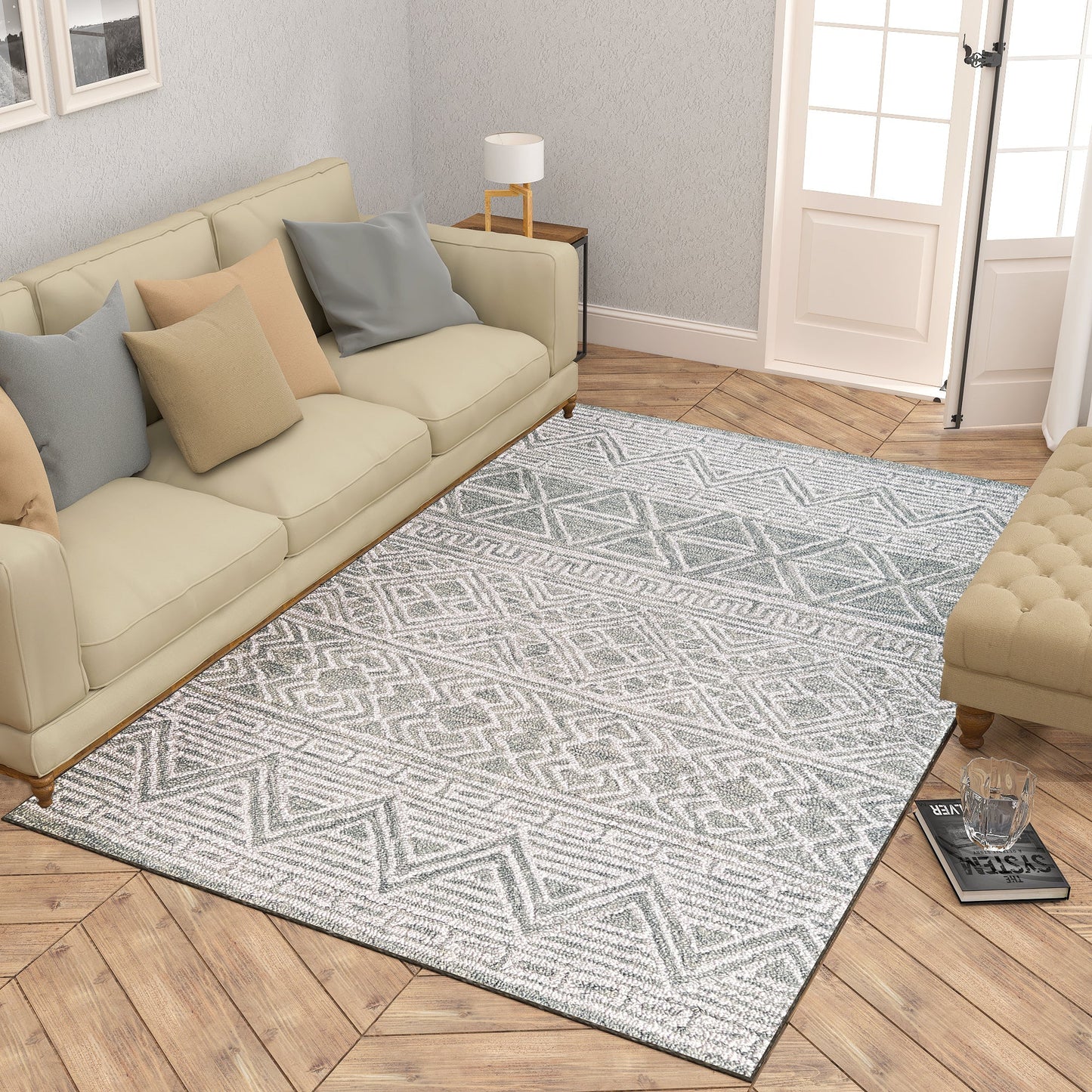 Premium Hand-Tufted Rug Made of 100% Wool - Still River Grey - 4x6 Feet