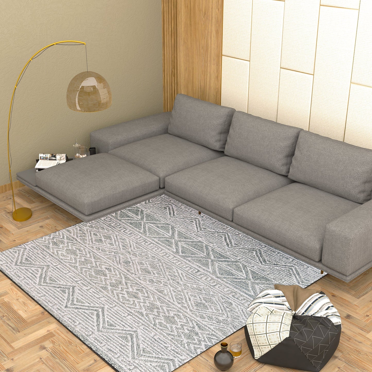 Premium Hand-Tufted Rug Made of 100% Wool - Still River Grey - 6x6 Feet