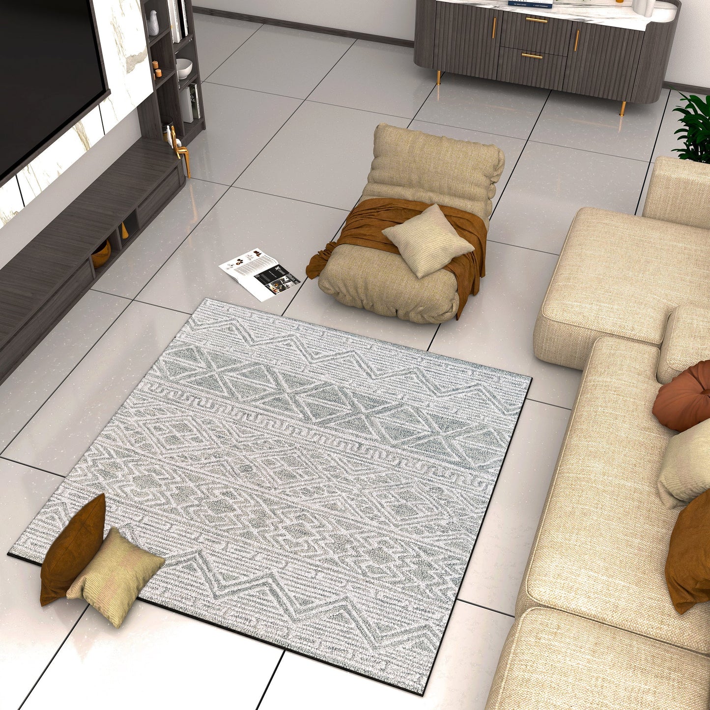 Premium Hand-Tufted Rug Made of 100% Wool - Still River Grey - 6x6 Feet