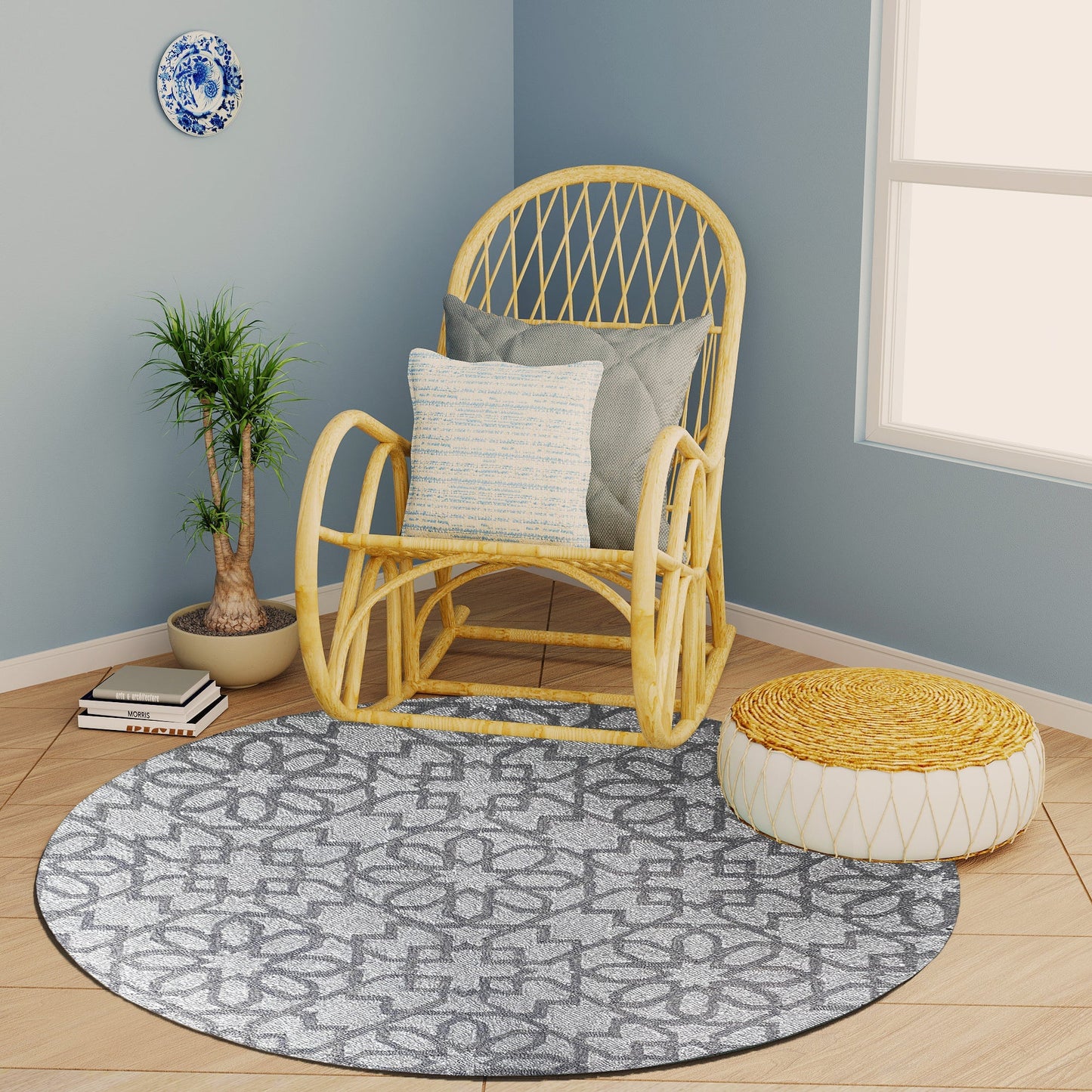 Premium Hand-Tufted Rug Made of 100% Wool - Shiraz Grid - 5x5 Feet