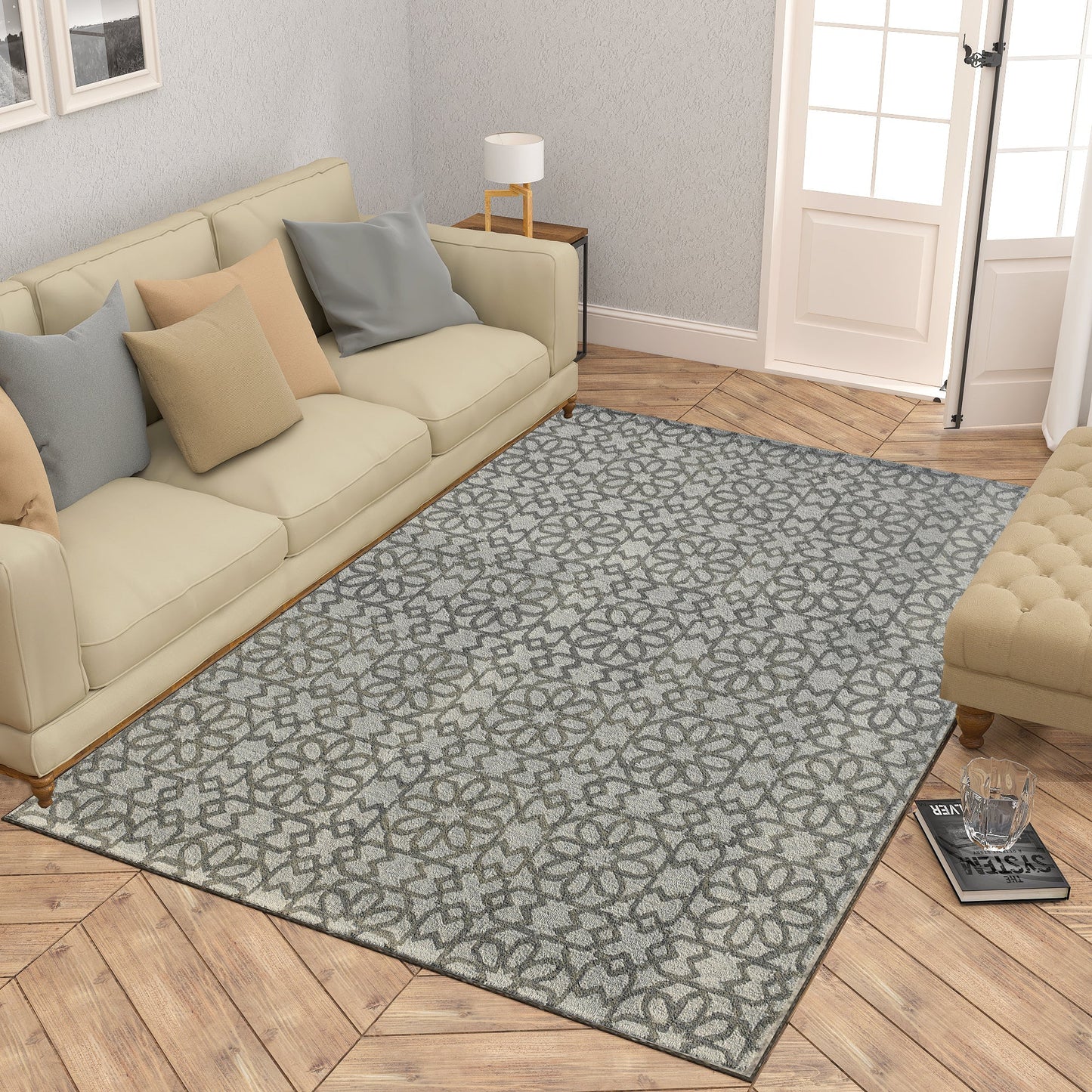 Premium Hand-Tufted Rug Made of 100% Wool - Shiraz Grid - 6x9 Feet