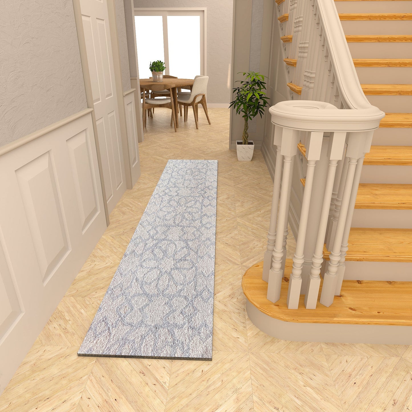 Premium Hand-Tufted Rug Made of 100% Wool - Shiraz Grid - 2x10 Feet