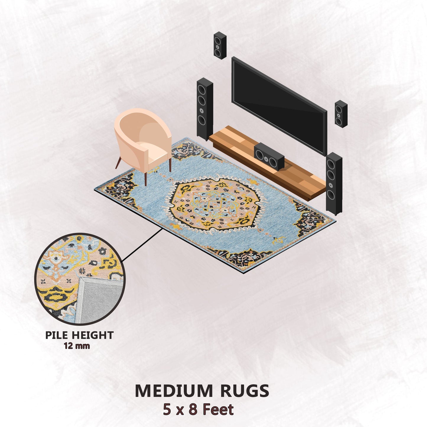 Premium Hand-Tufted Rug Made of 100% Wool - Shivanka - 5x8 Feet
